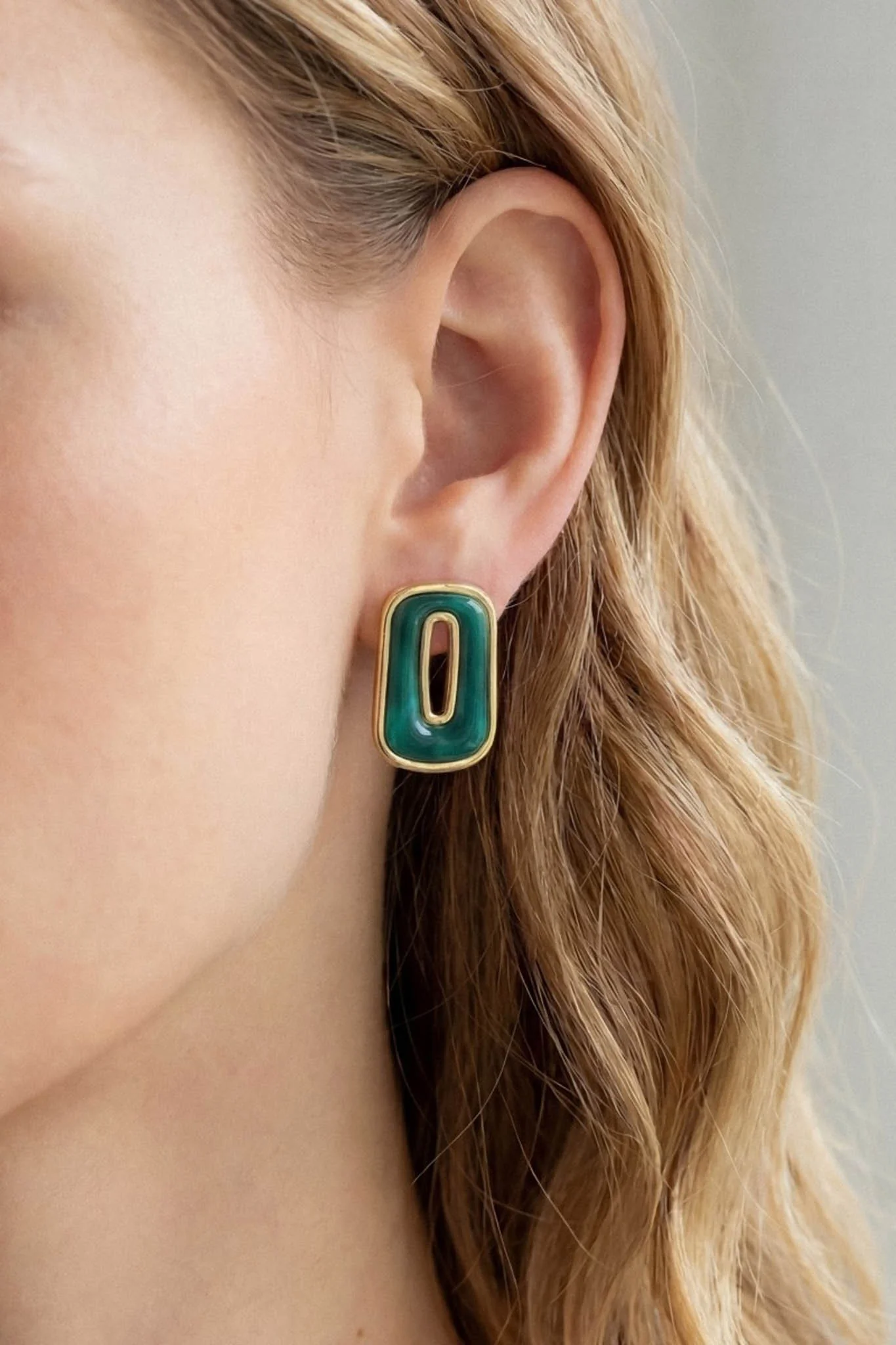 Belvedere Rectangle Marble Resin Stud Earrings - Image 2