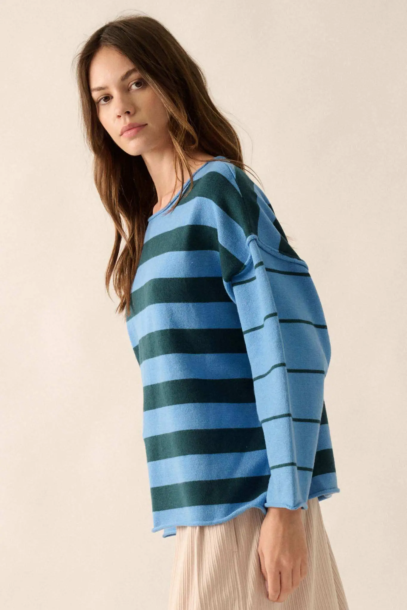 Bend the Rules Striped Rolled-Edge Sweater - Image 11