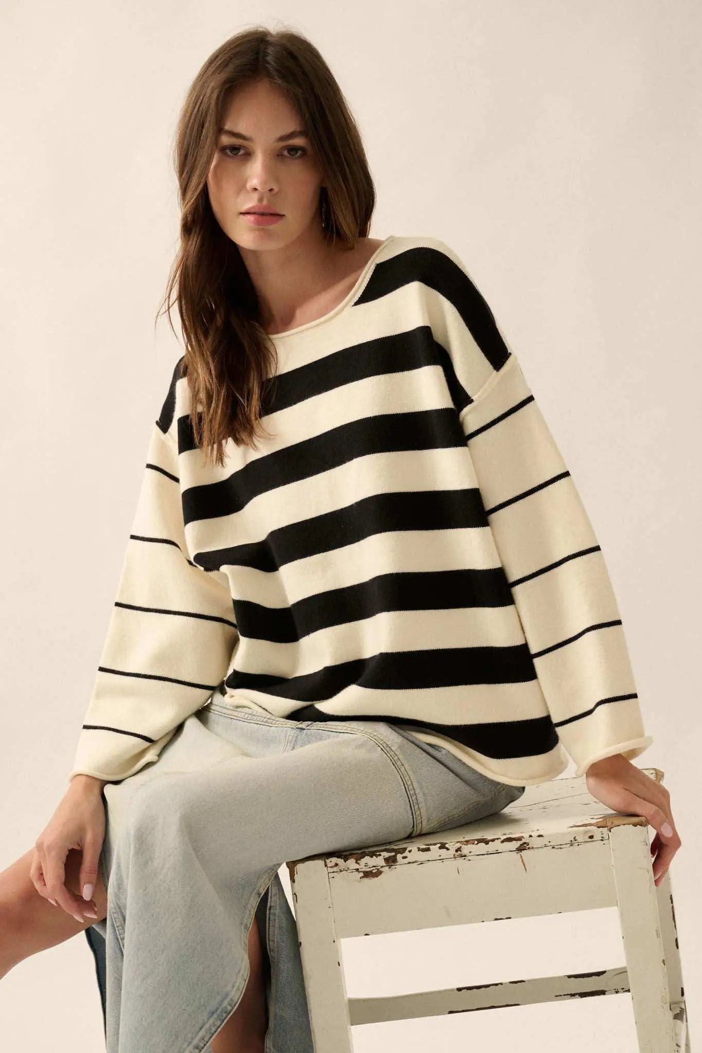 Bend the Rules Striped Rolled-Edge Sweater - Image 14