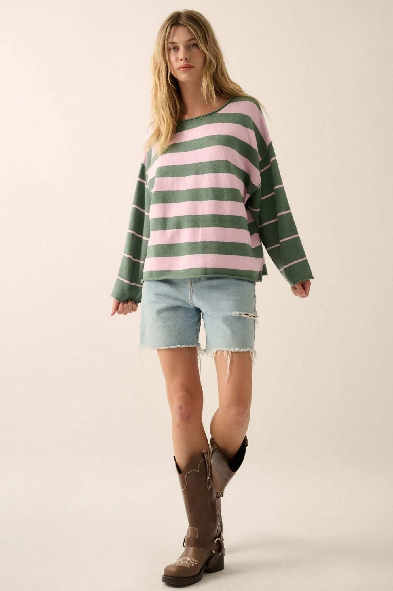 Bend the Rules Striped Rolled-Edge Sweater - Image 5