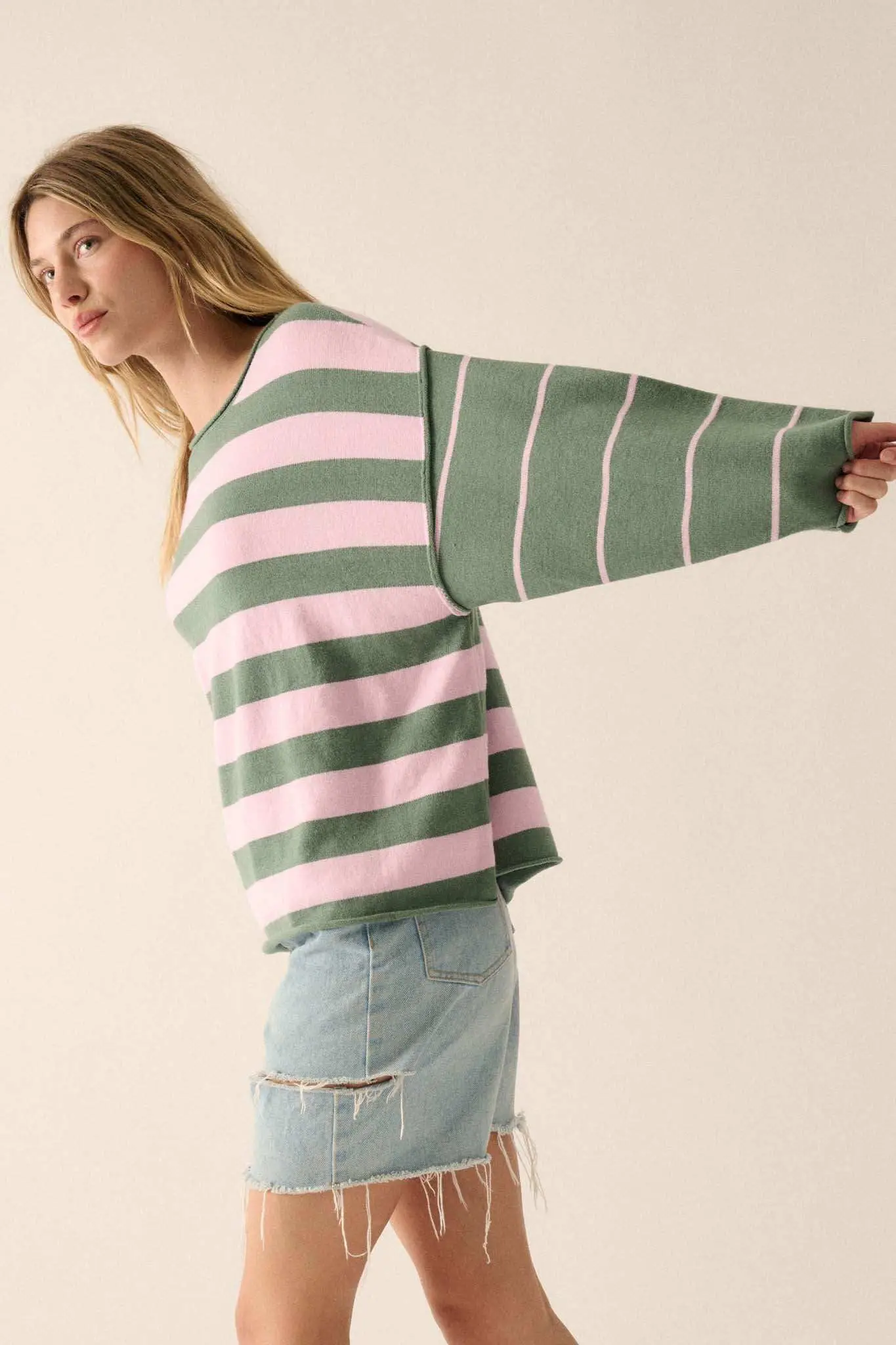 Bend the Rules Striped Rolled-Edge Sweater - Image 6