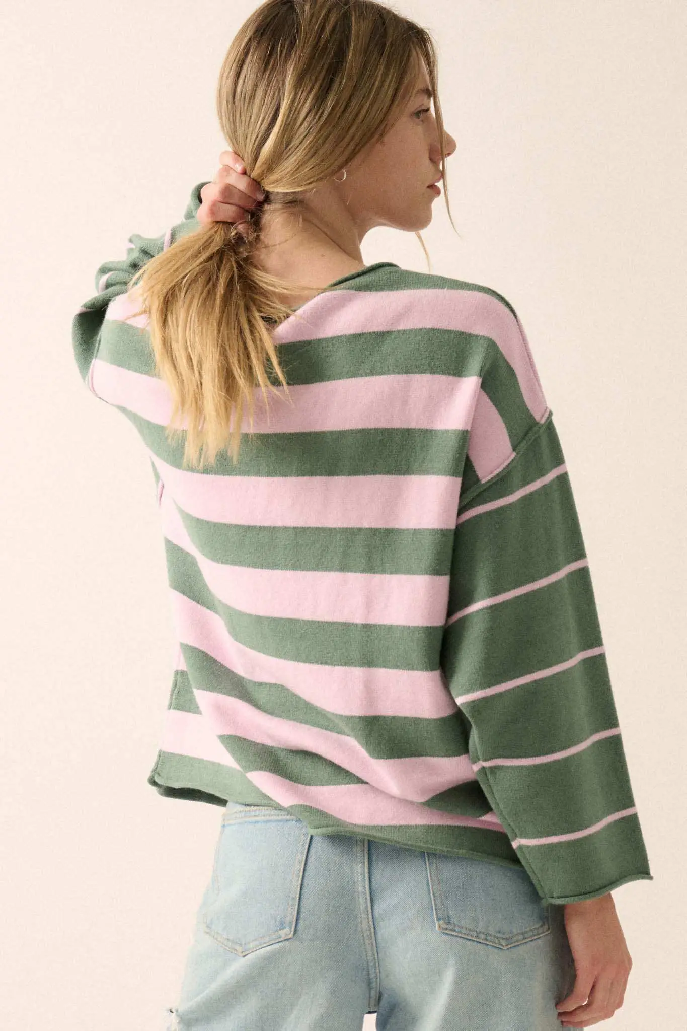 Bend the Rules Striped Rolled-Edge Sweater - Image 7