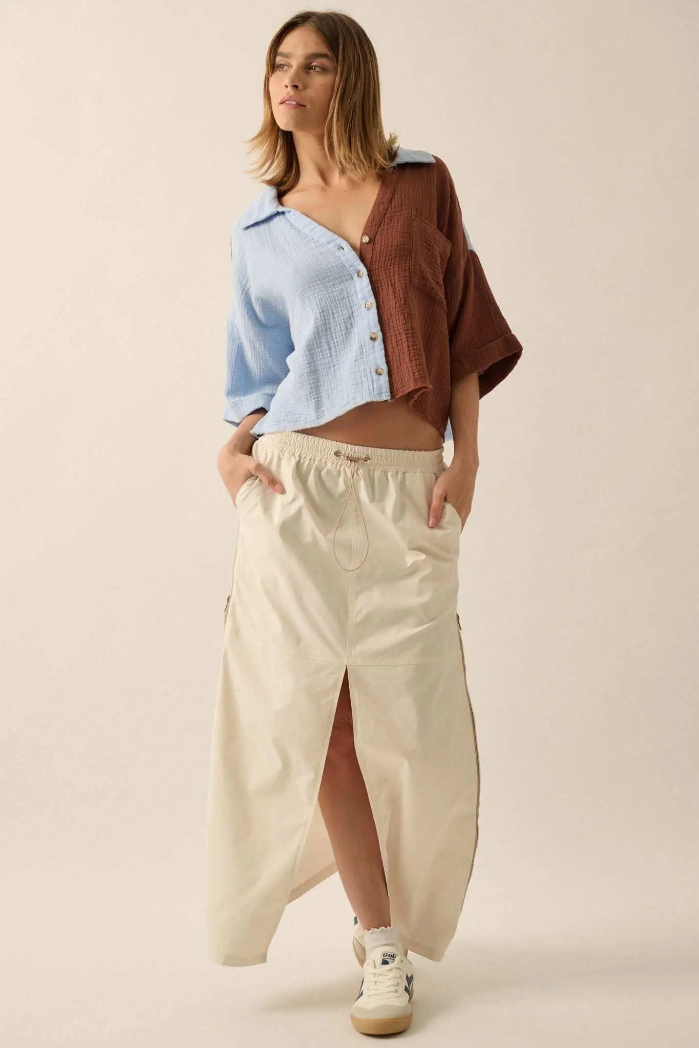 Better Half Colorblock Crinkle Cotton Pocket Shirt - Image 10