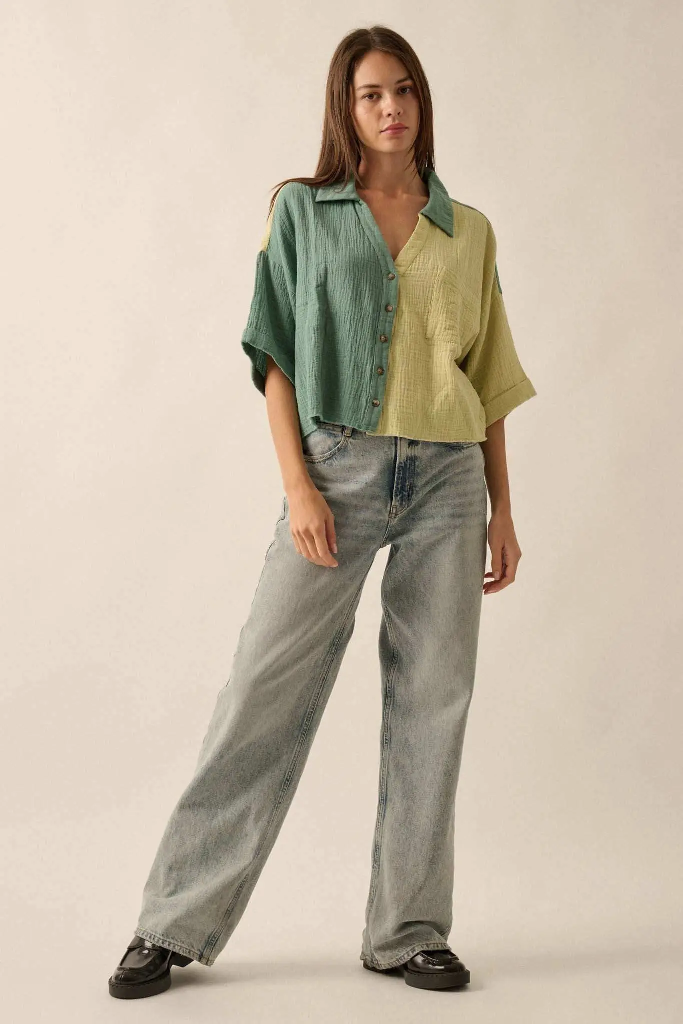 Better Half Colorblock Crinkle Cotton Pocket Shirt - Image 15