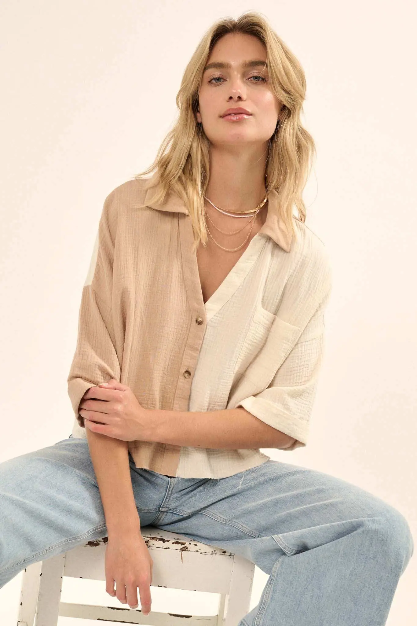 Better Half Colorblock Crinkle Cotton Pocket Shirt - Image 21