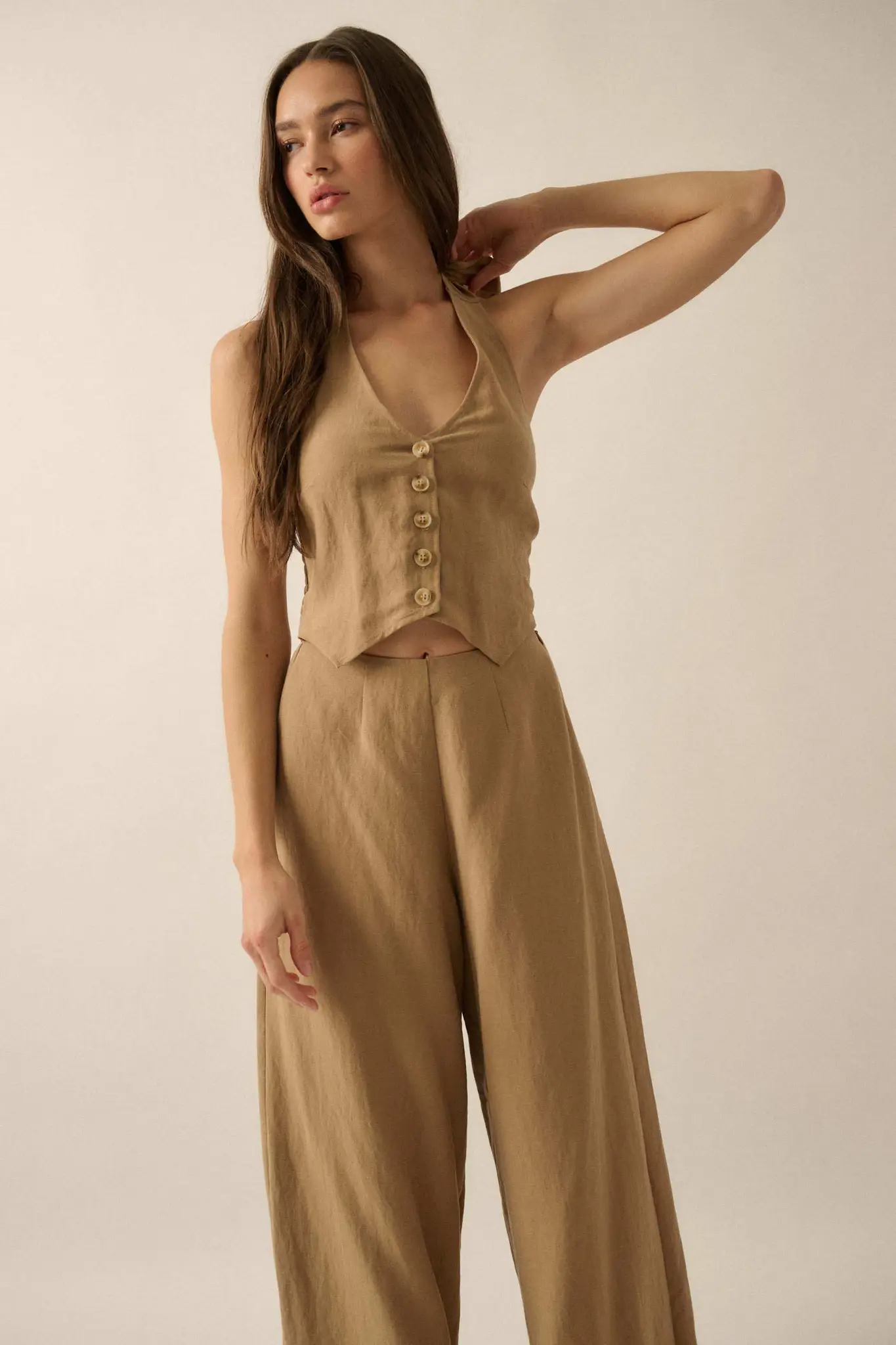 Better Nature Wide-Leg Linen-Blend Vest Jumpsuit - Image 12