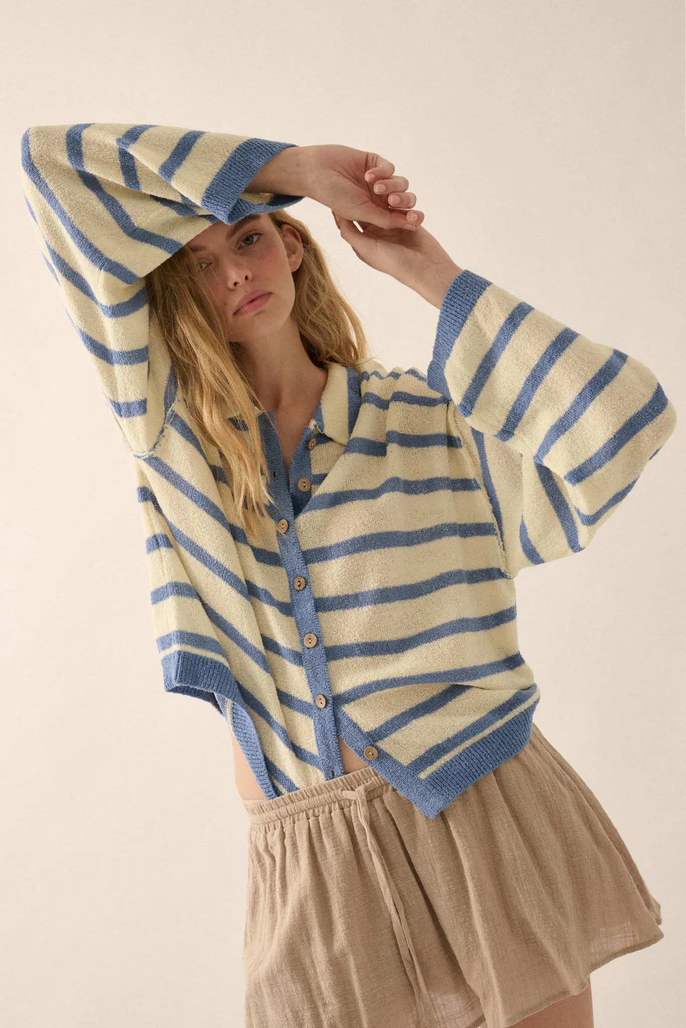 Between the Lines Striped Knit Collared Cardigan - Image 10