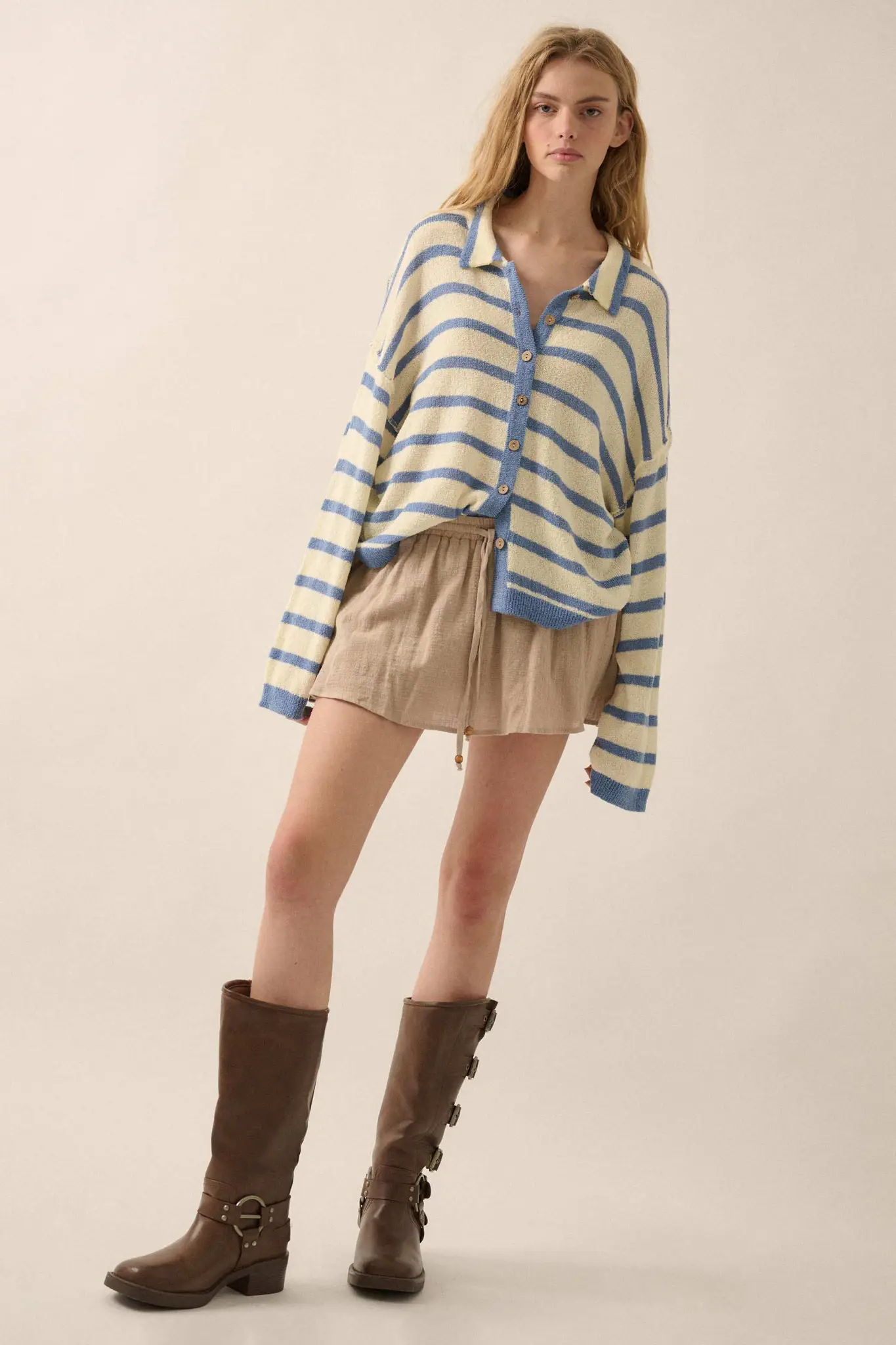 Between the Lines Striped Knit Collared Cardigan - Image 12