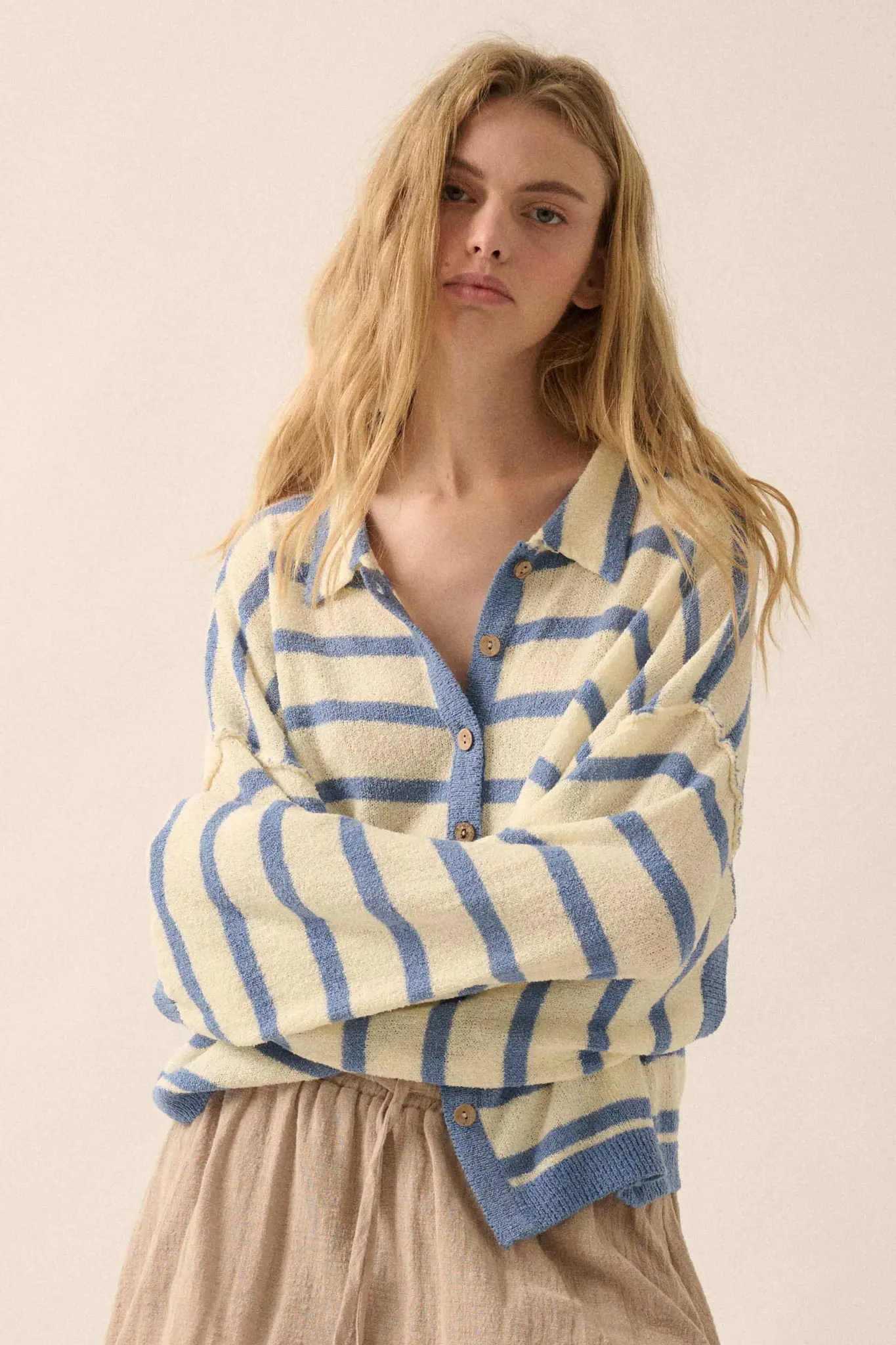 Between the Lines Striped Knit Collared Cardigan - Image 13