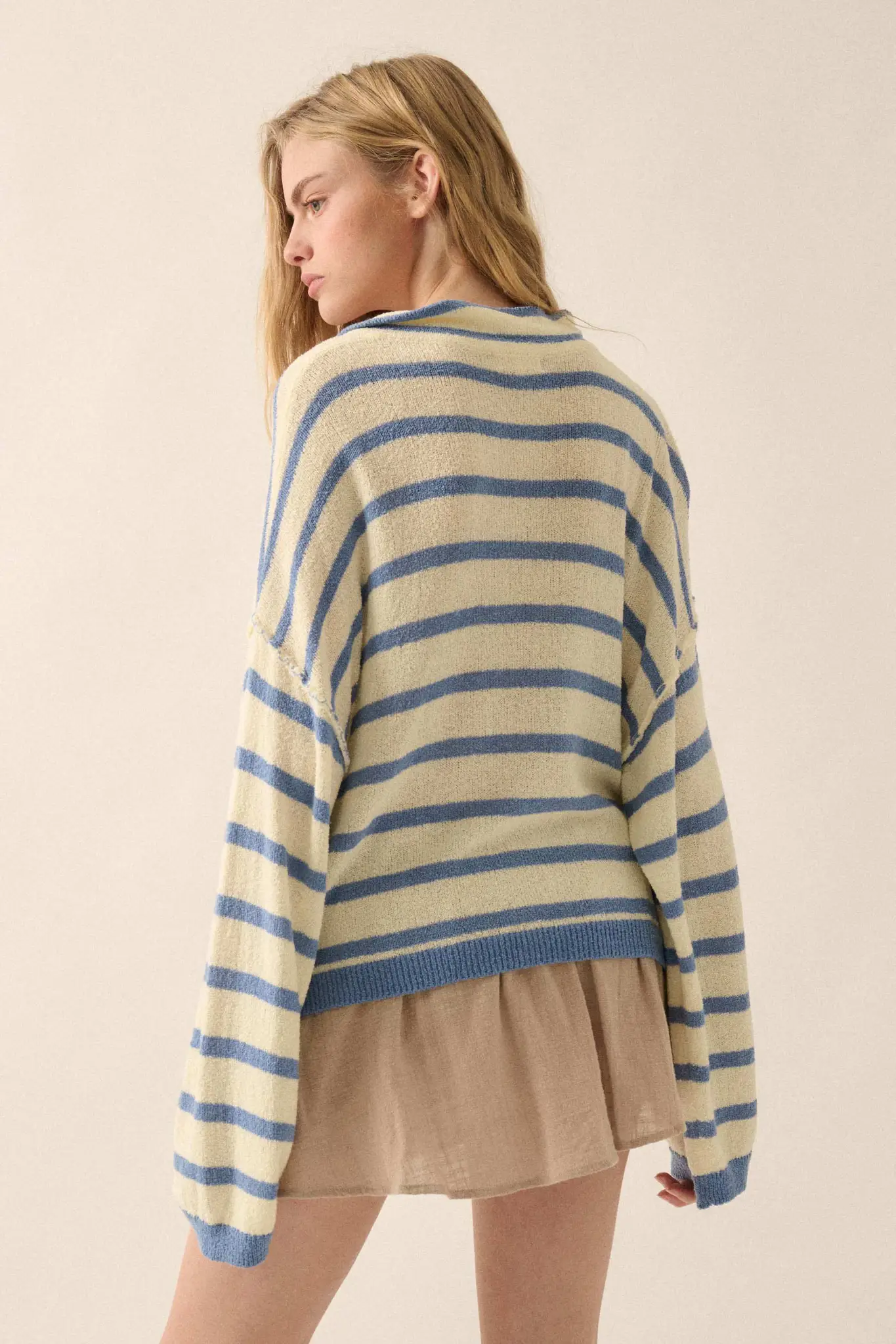 Between the Lines Striped Knit Collared Cardigan - Image 15