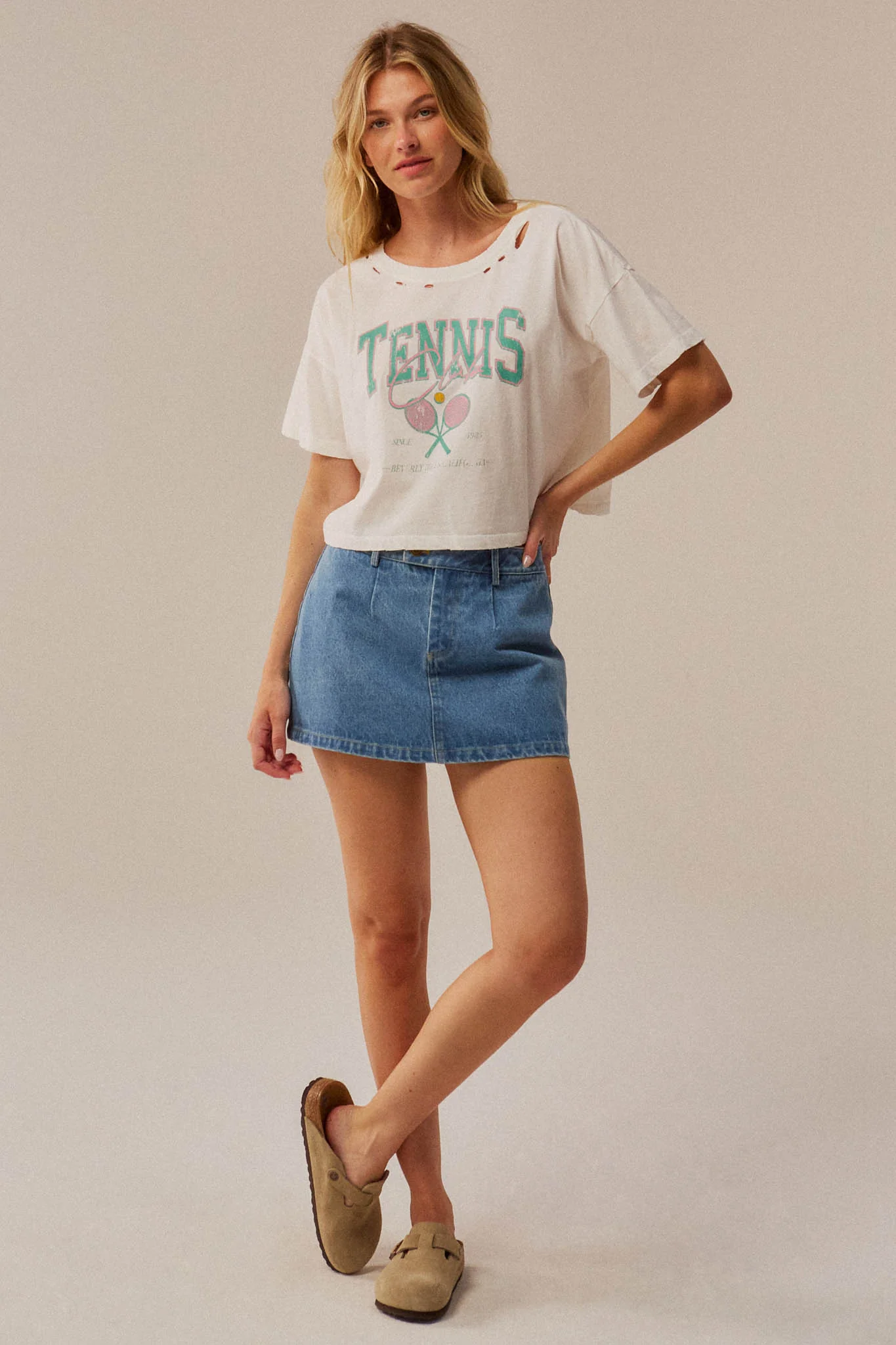BH Tennis Club Distressed Cropped Graphic Tee - Image 3