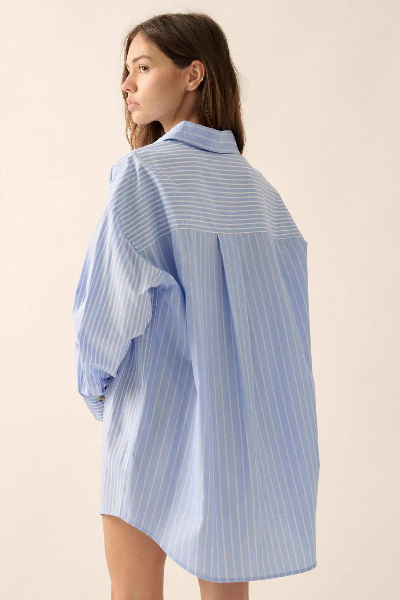 Big Business Oversized Striped Mini Shirt Dress - Image 2