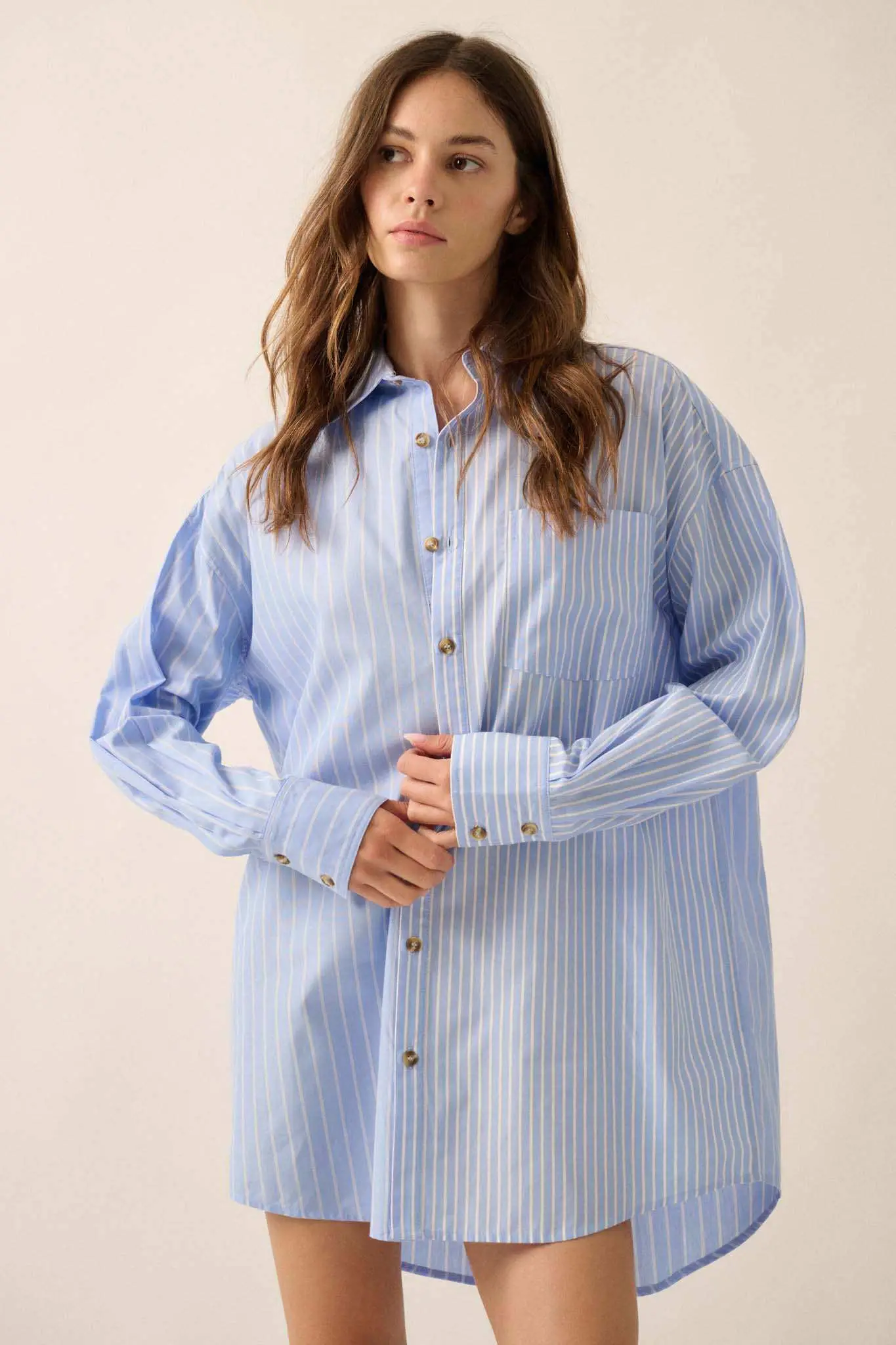 Big Business Oversized Striped Mini Shirt Dress - Image 3