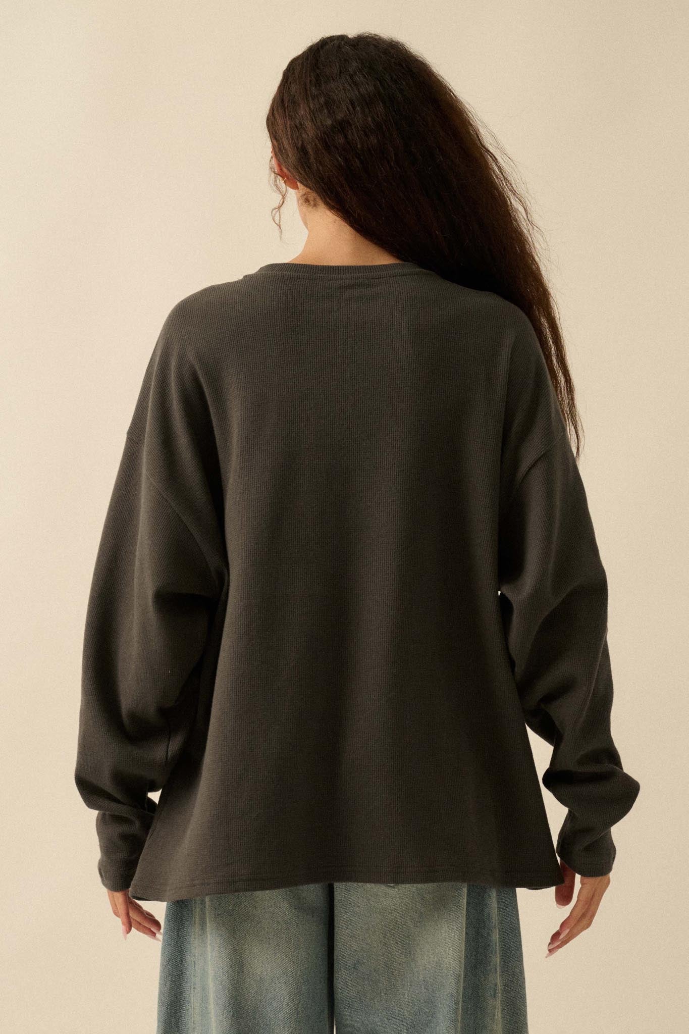 Birds of a Feather Oversize Thermal Graphic Top - Image 6