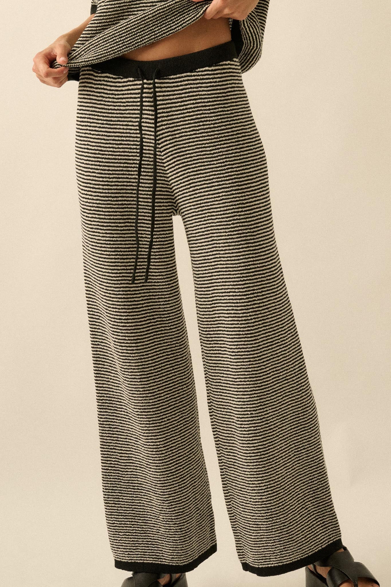 Blessed Day Striped Knit Drawstring Sweater Pants - Image 10