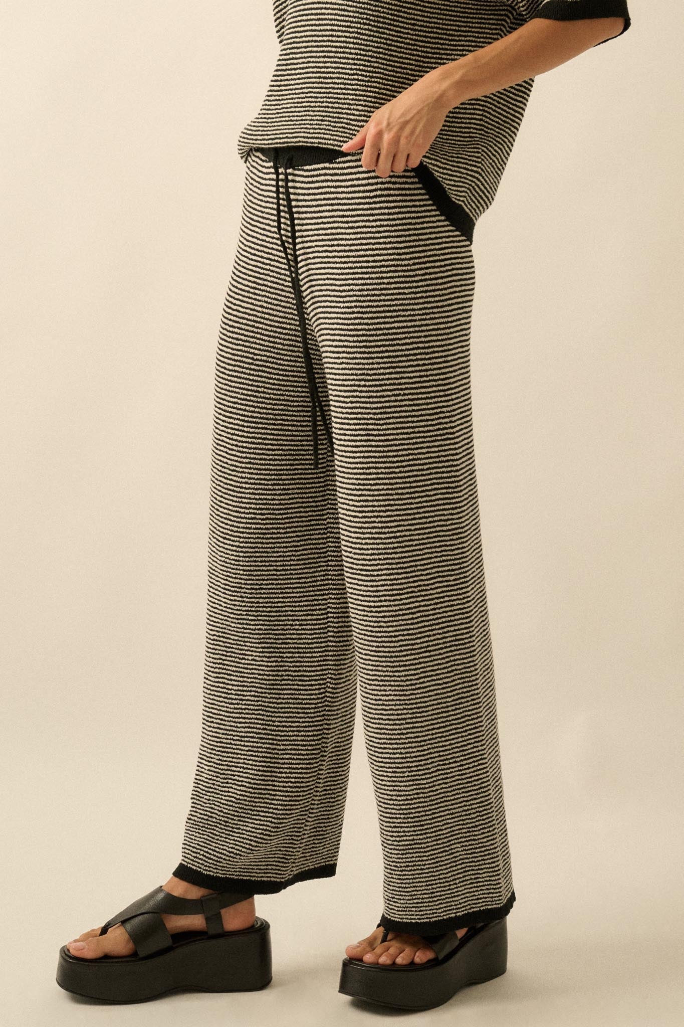 Blessed Day Striped Knit Drawstring Sweater Pants - Image 11