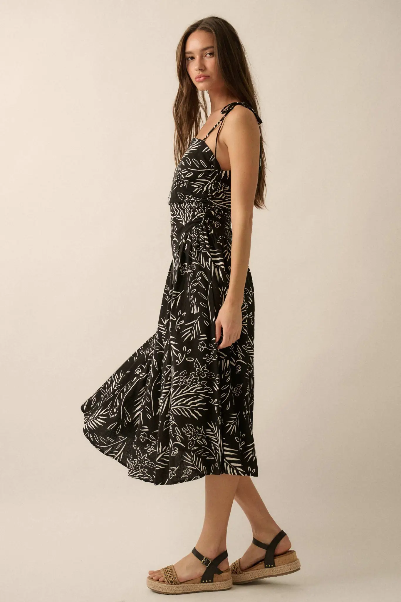 Blooming Artistry Floral Drop-Waist Midi Dress - Image 14