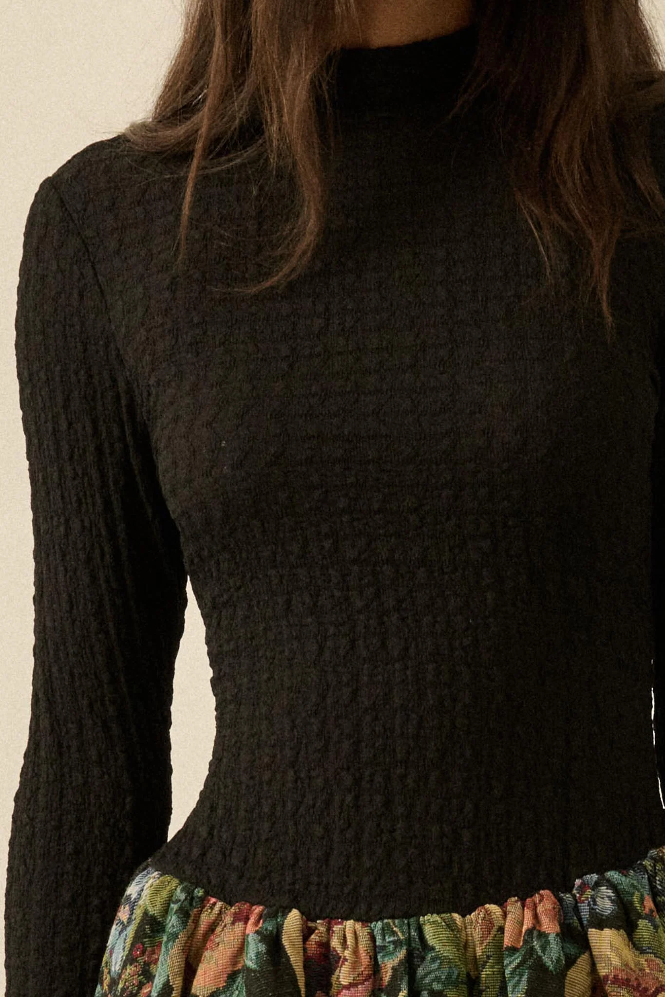 Blooming Brocade Knit and Floral Tapestry Mini Dress - Image 7