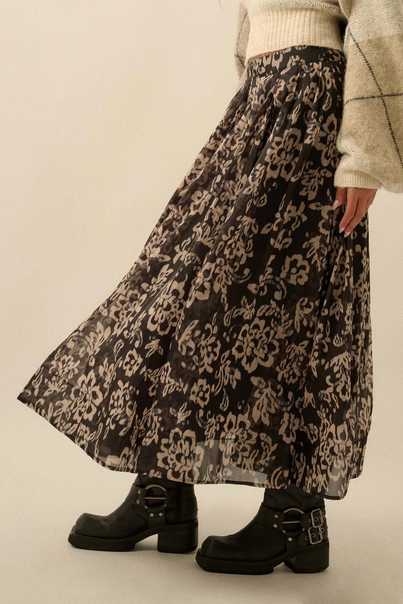 Blooming Grace Floral Organza Circle Midi Skirt - Image 14