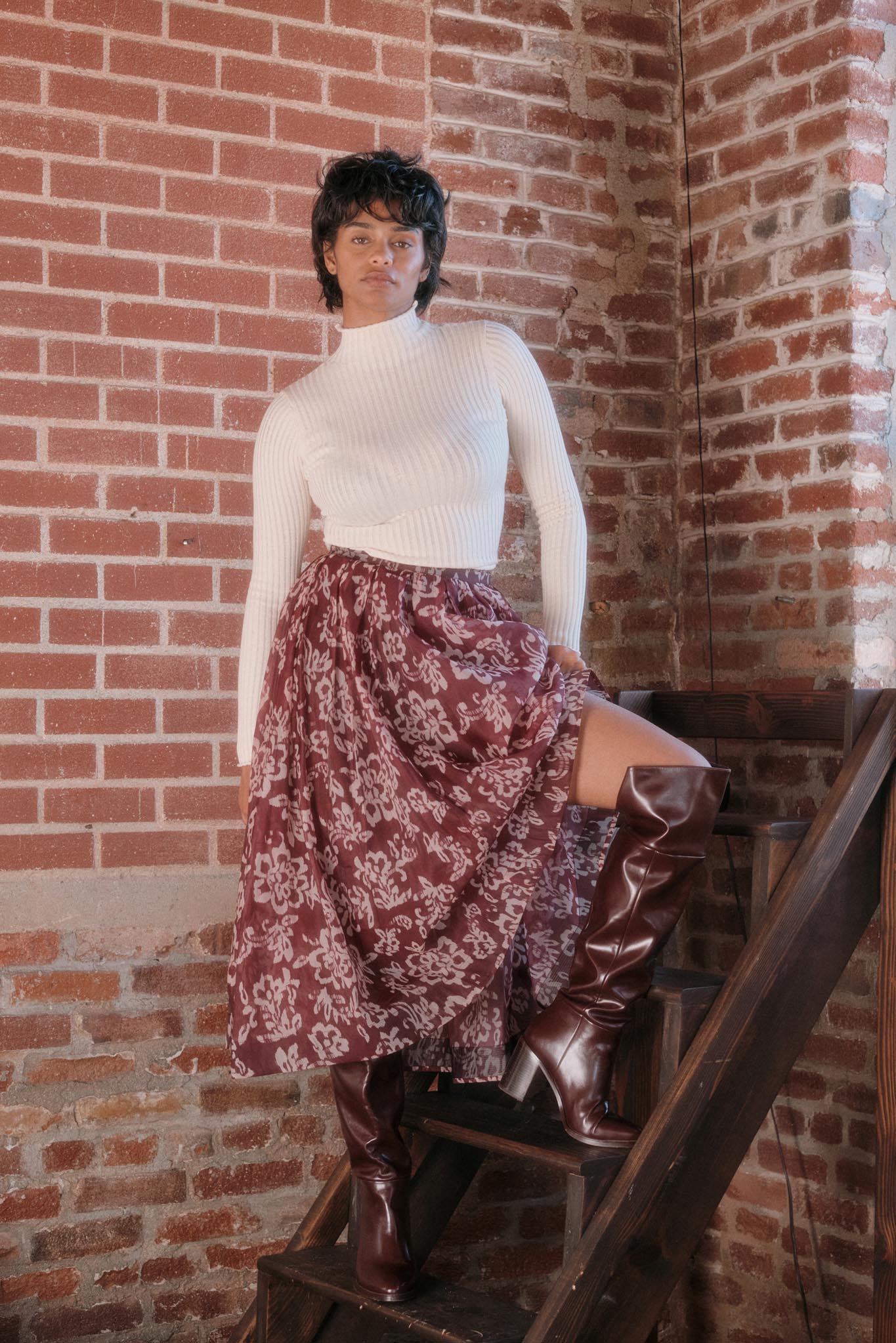 Blooming Grace Floral Organza Circle Midi Skirt - Image 3