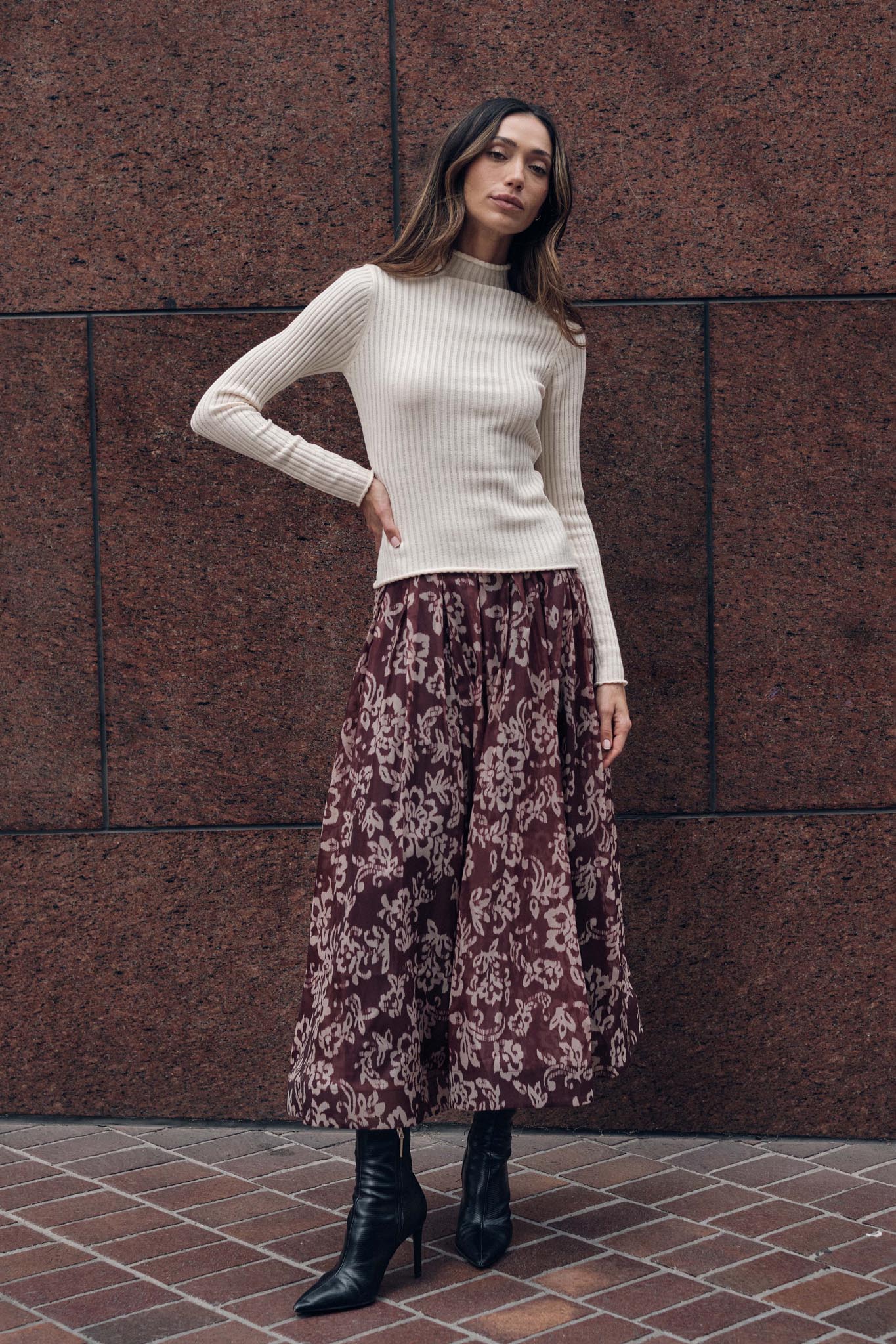 Blooming Grace Floral Organza Circle Midi Skirt - Image 4