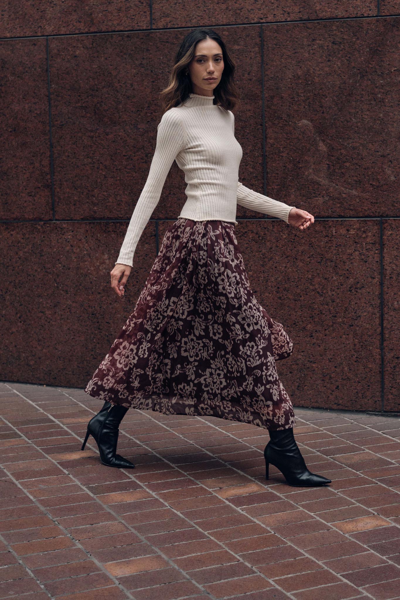 Blooming Grace Floral Organza Circle Midi Skirt - Image 8