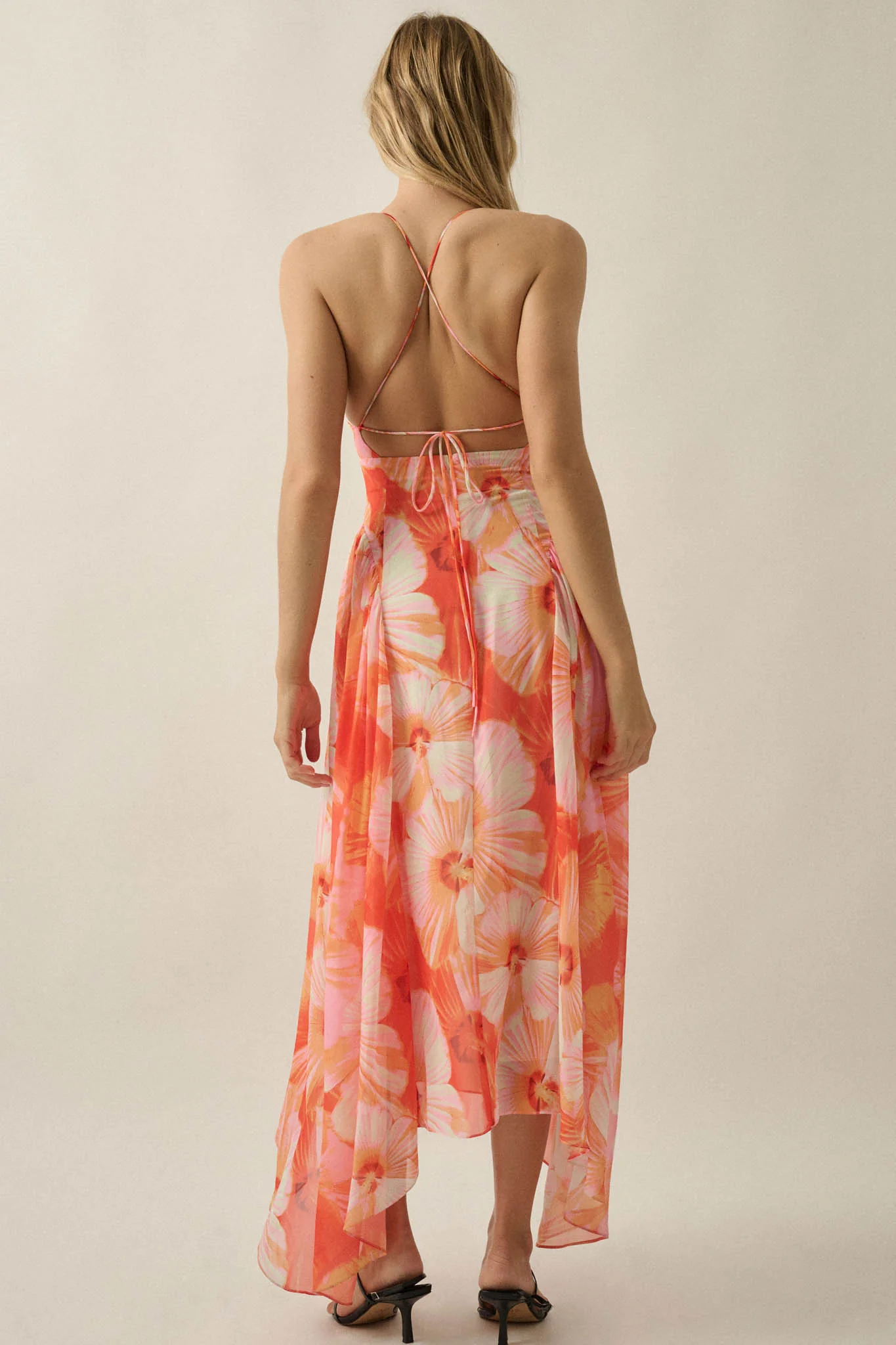 Blooming Isle Floral Chiffon Cross-Back Maxi Dress - Image 2