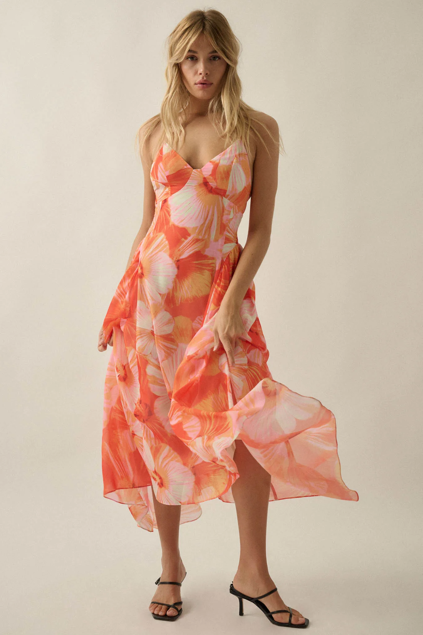 Blooming Isle Floral Chiffon Cross-Back Maxi Dress - Image 3
