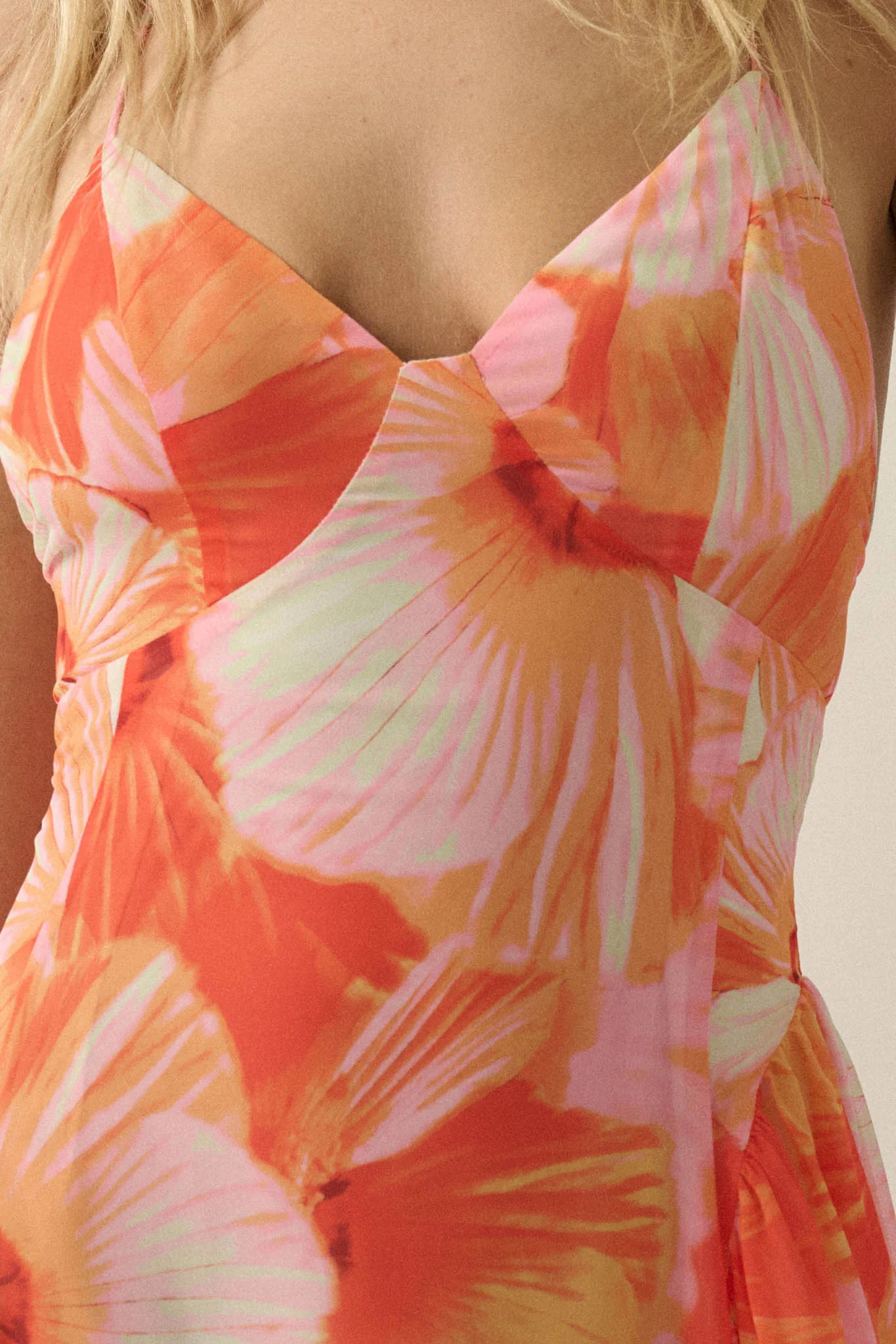 Blooming Isle Floral Chiffon Cross-Back Maxi Dress - Image 4
