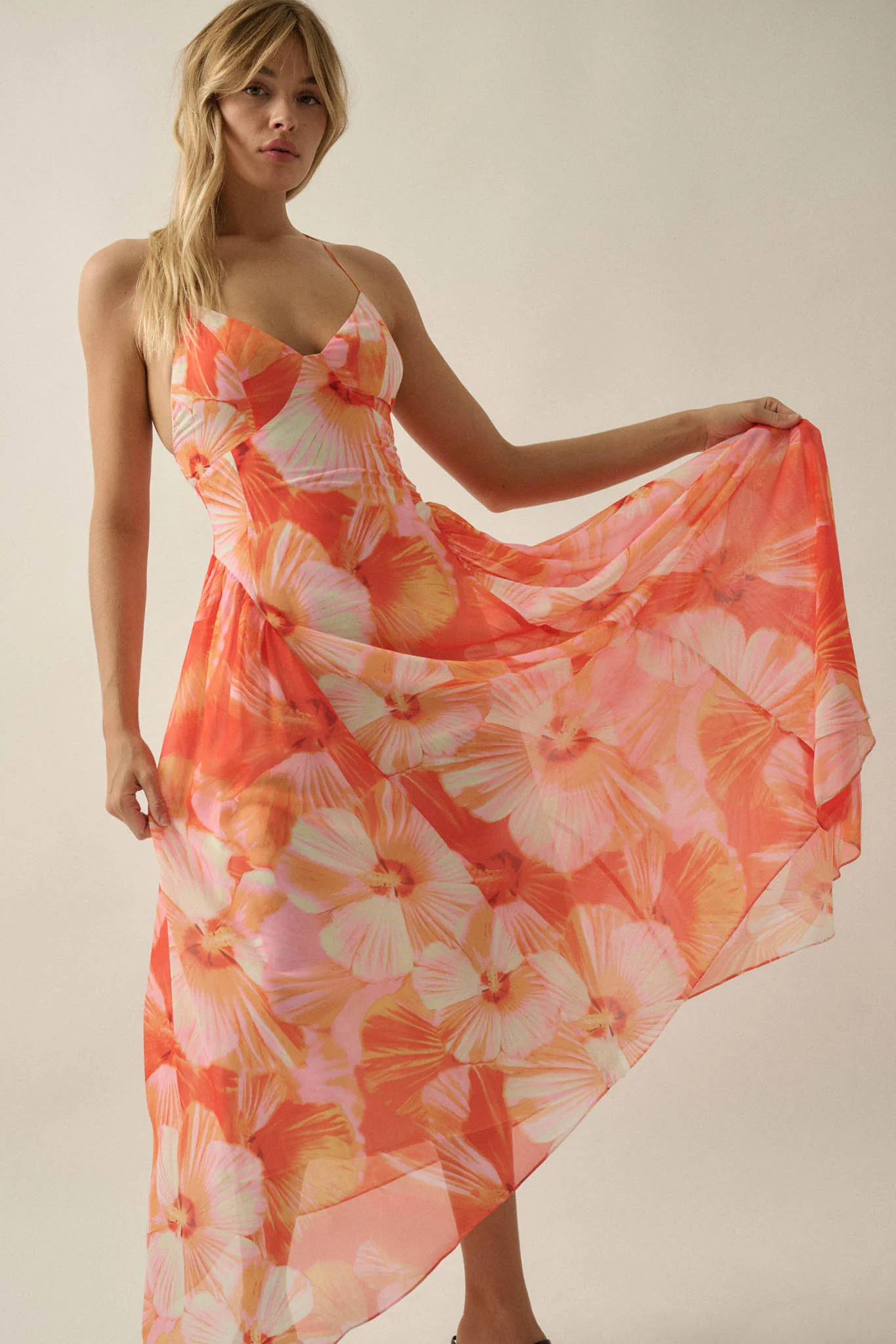 Blooming Isle Floral Chiffon Cross-Back Maxi Dress - Image 5