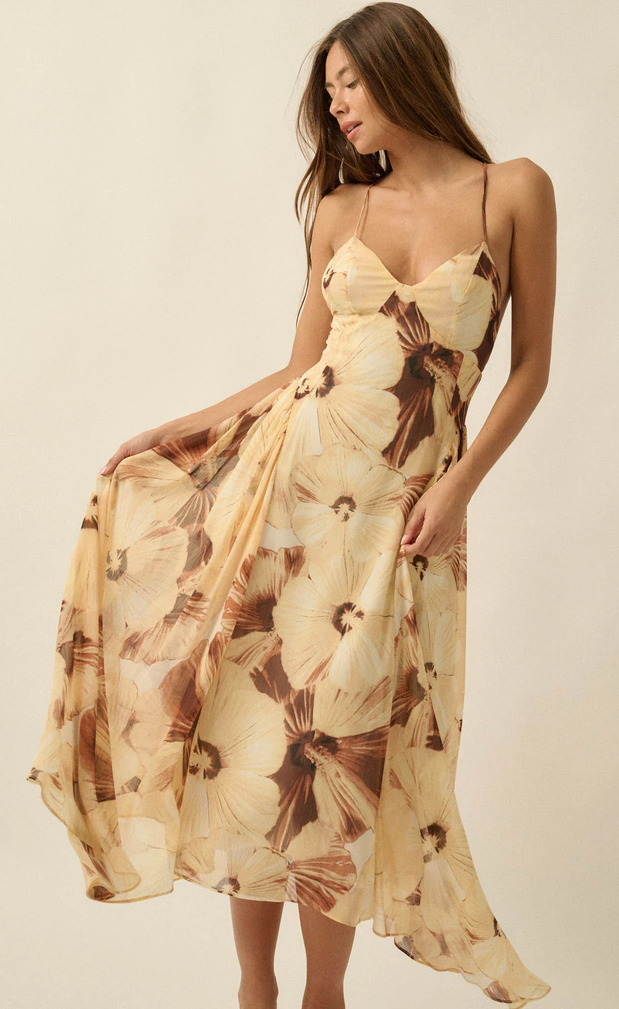 Blooming Isle Floral Chiffon Cross-Back Maxi Dress - Image 7