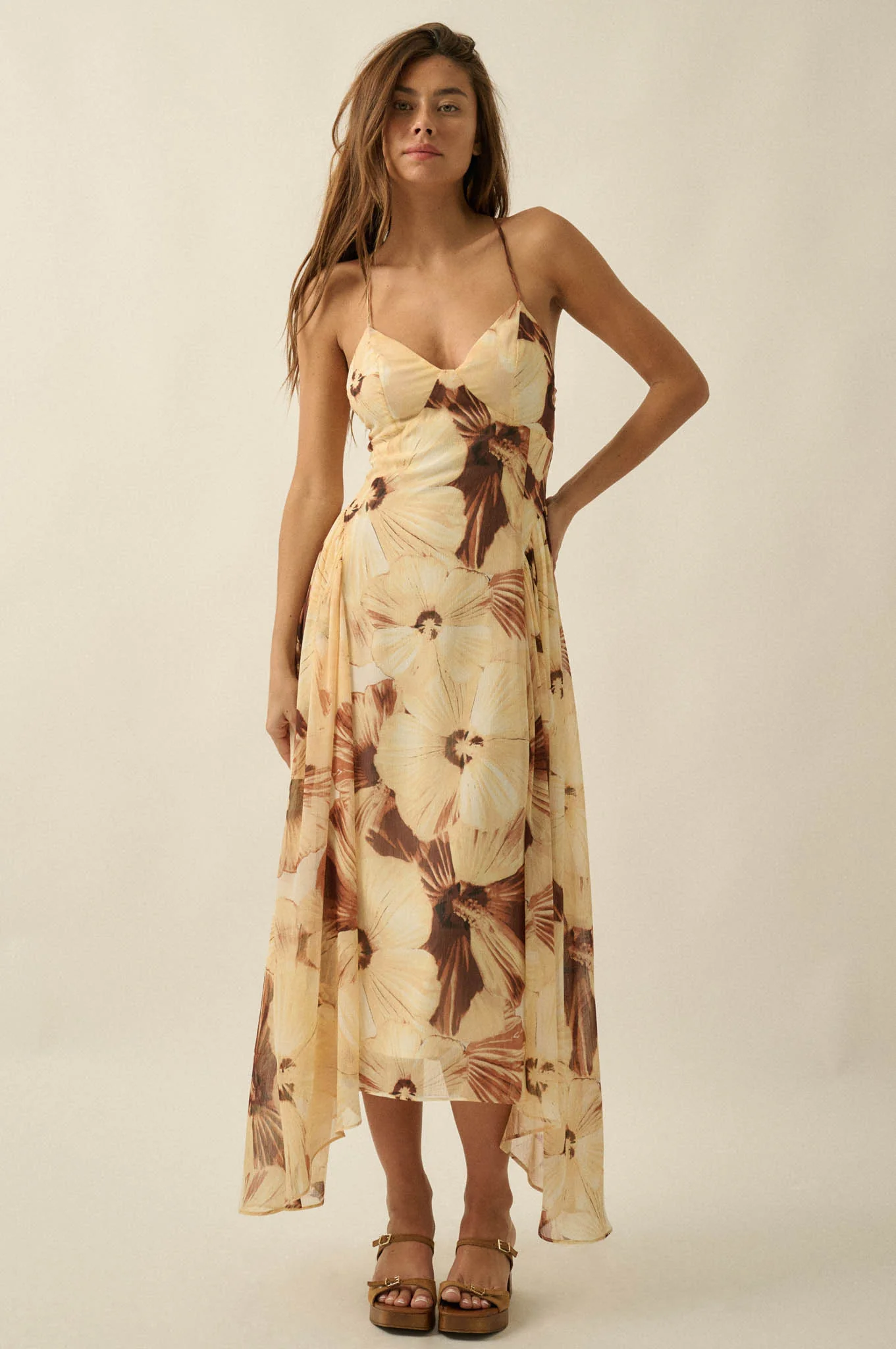 Blooming Isle Floral Chiffon Cross-Back Maxi Dress - Image 9