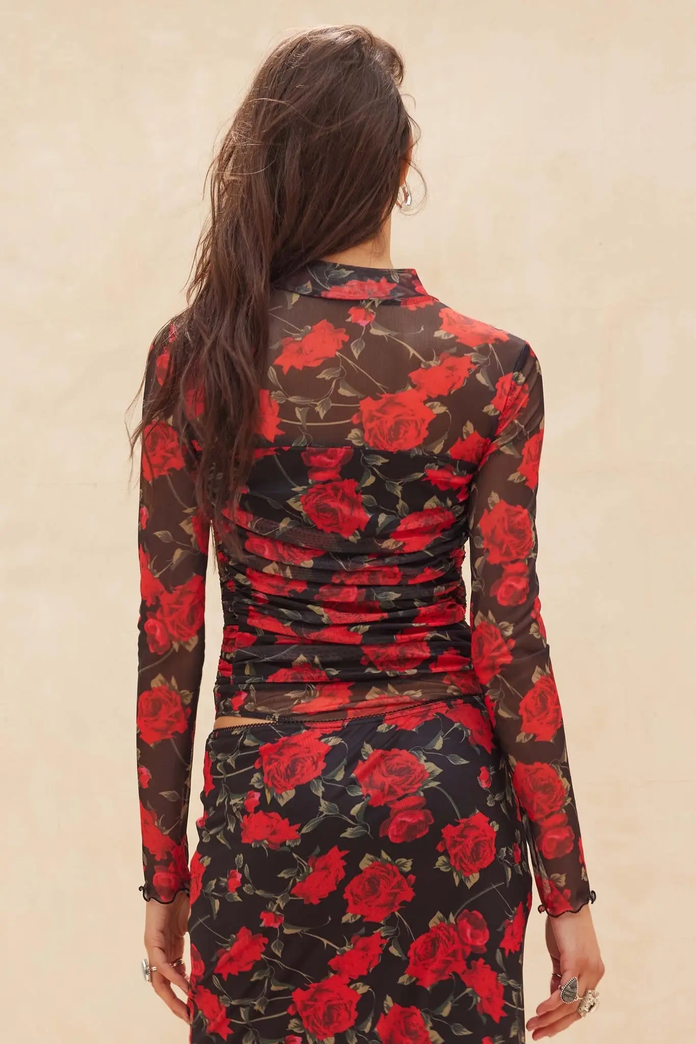Blooming Love Ruched Floral Mesh Bodysuit - Image 6