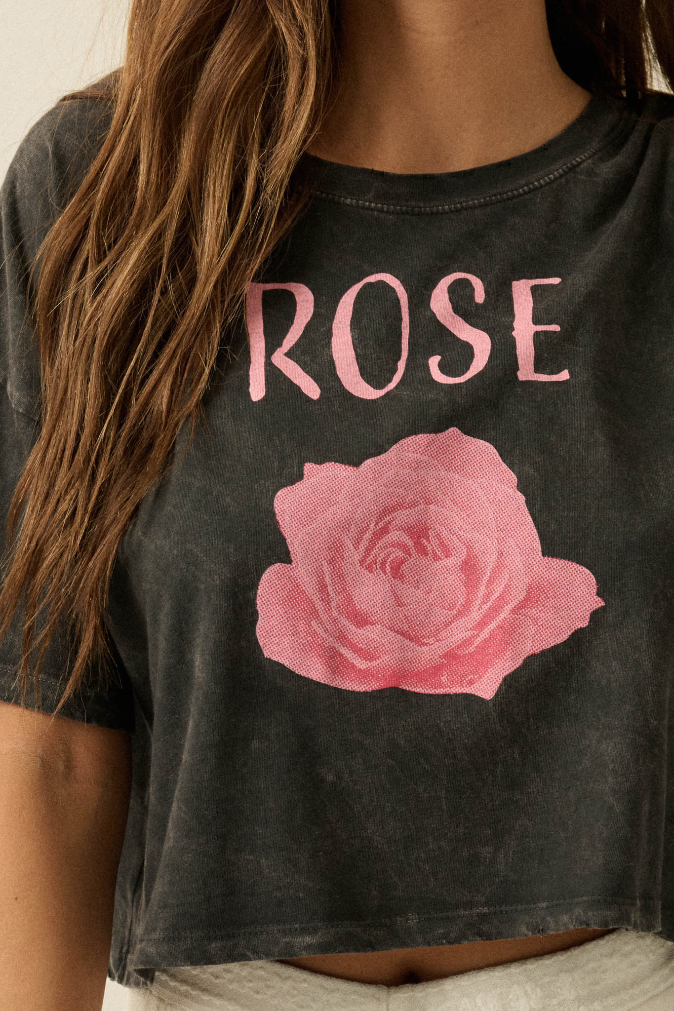 Blooming Rose Vintage-Wash Cropped Graphic Tee - Image 6