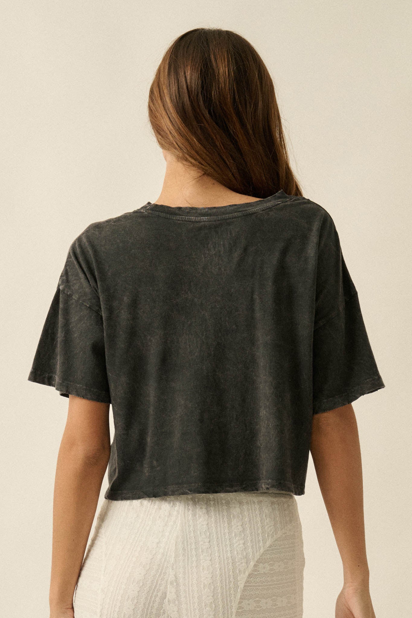 Blooming Rose Vintage-Wash Cropped Graphic Tee - Image 9