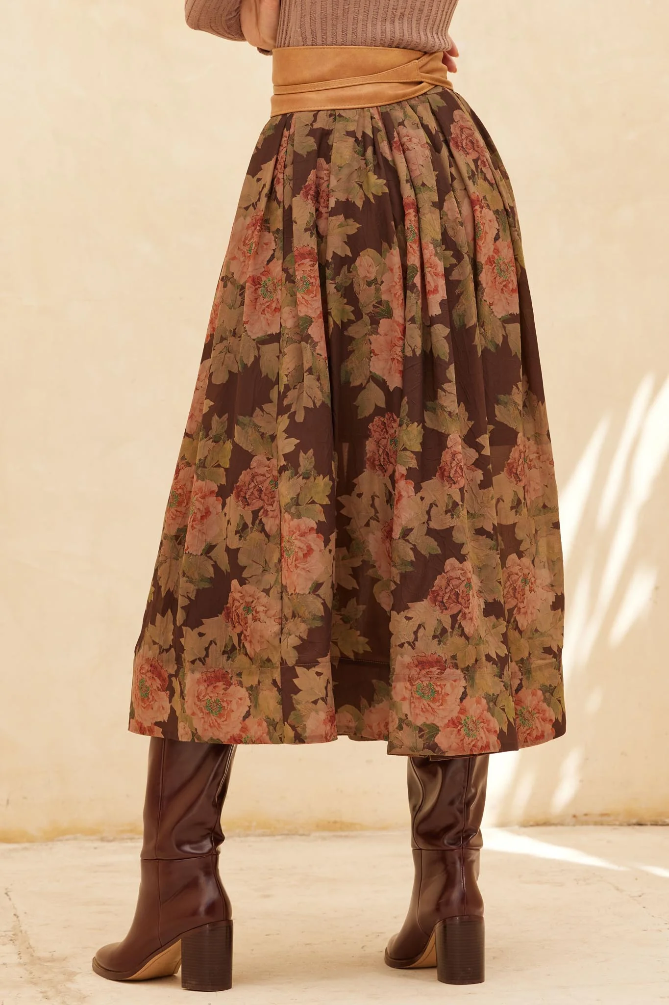 Blooming Tranquility Pleated Floral Midi Skirt - Image 6
