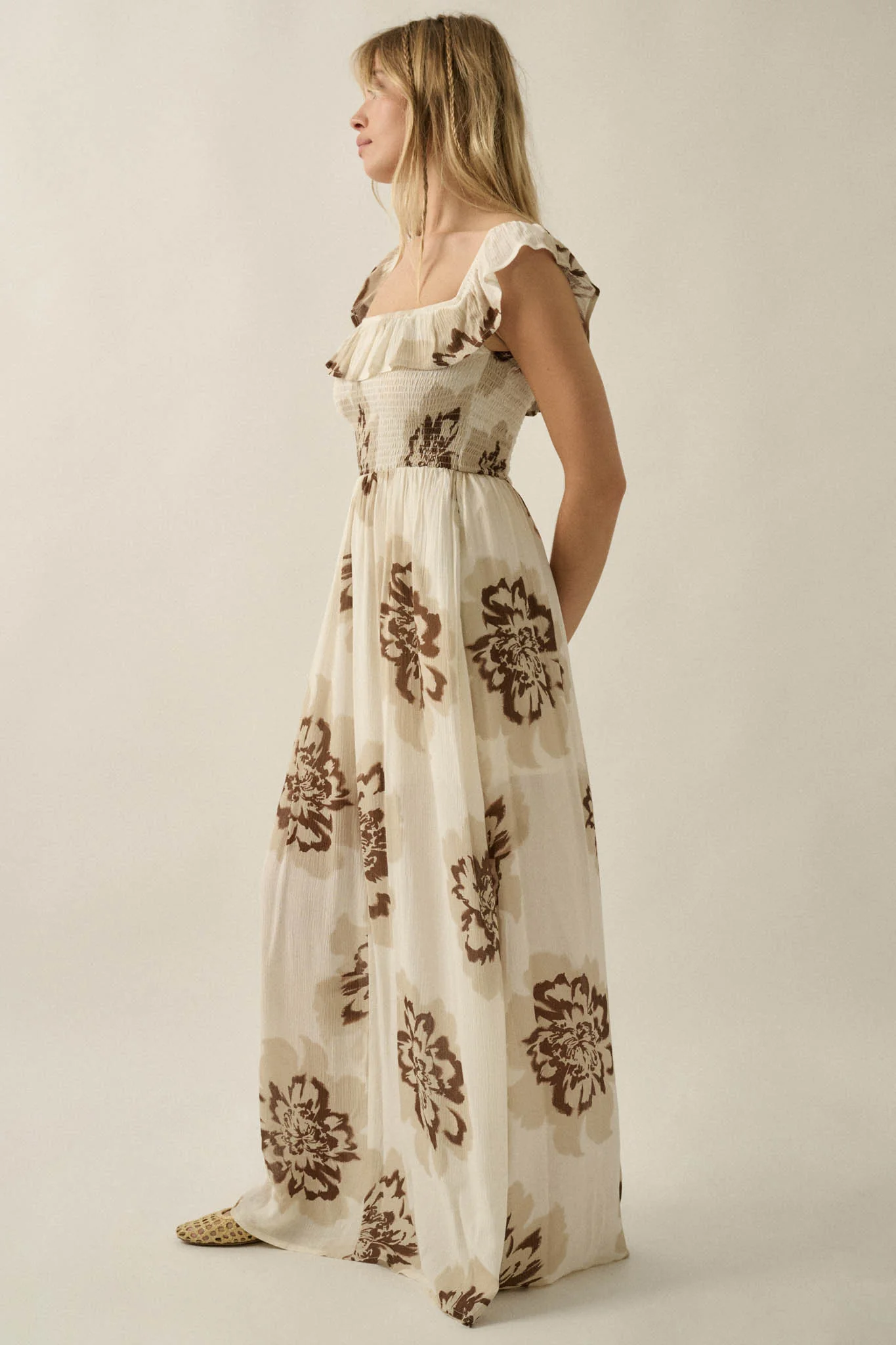 Blooming Up Floral Smocked Ruffle Maxi Dress - Image 8