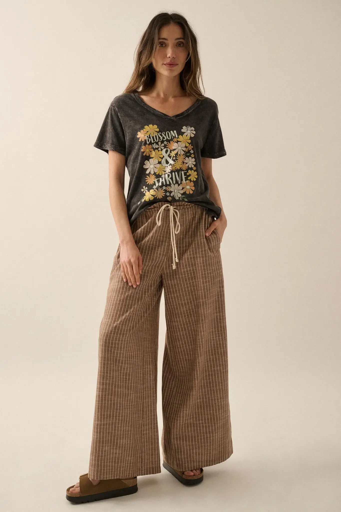 Blossom & Thrive Floral V-Neck Graphic Tee - Image 4