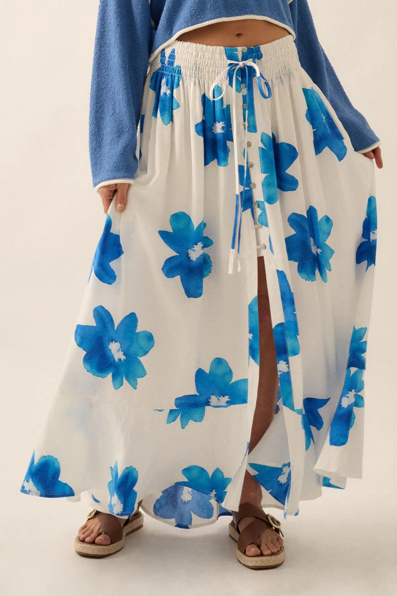 Blossoming Beauty Floral Button-Front Maxi Skirt - Image 2