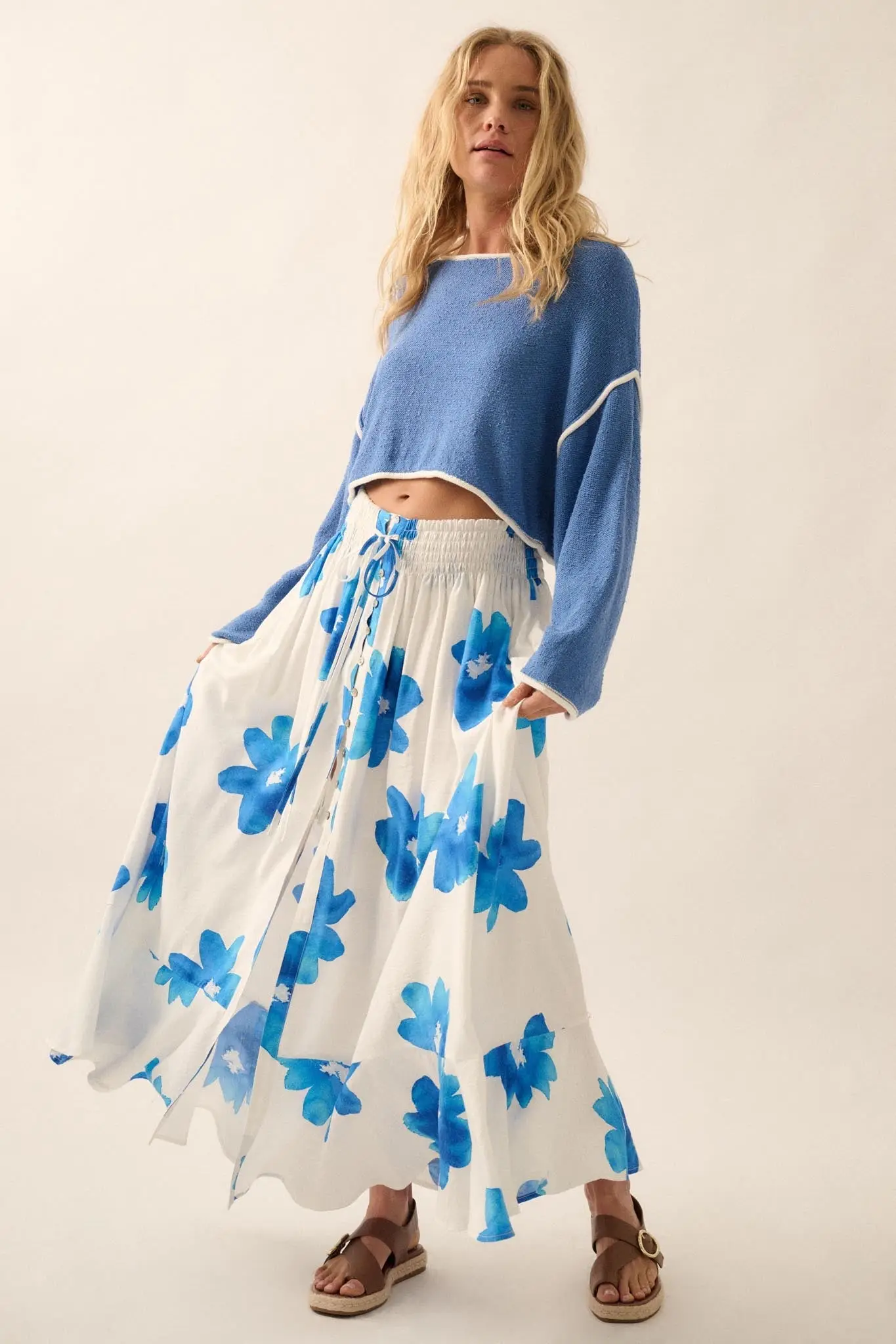 Blossoming Beauty Floral Button-Front Maxi Skirt - Image 4
