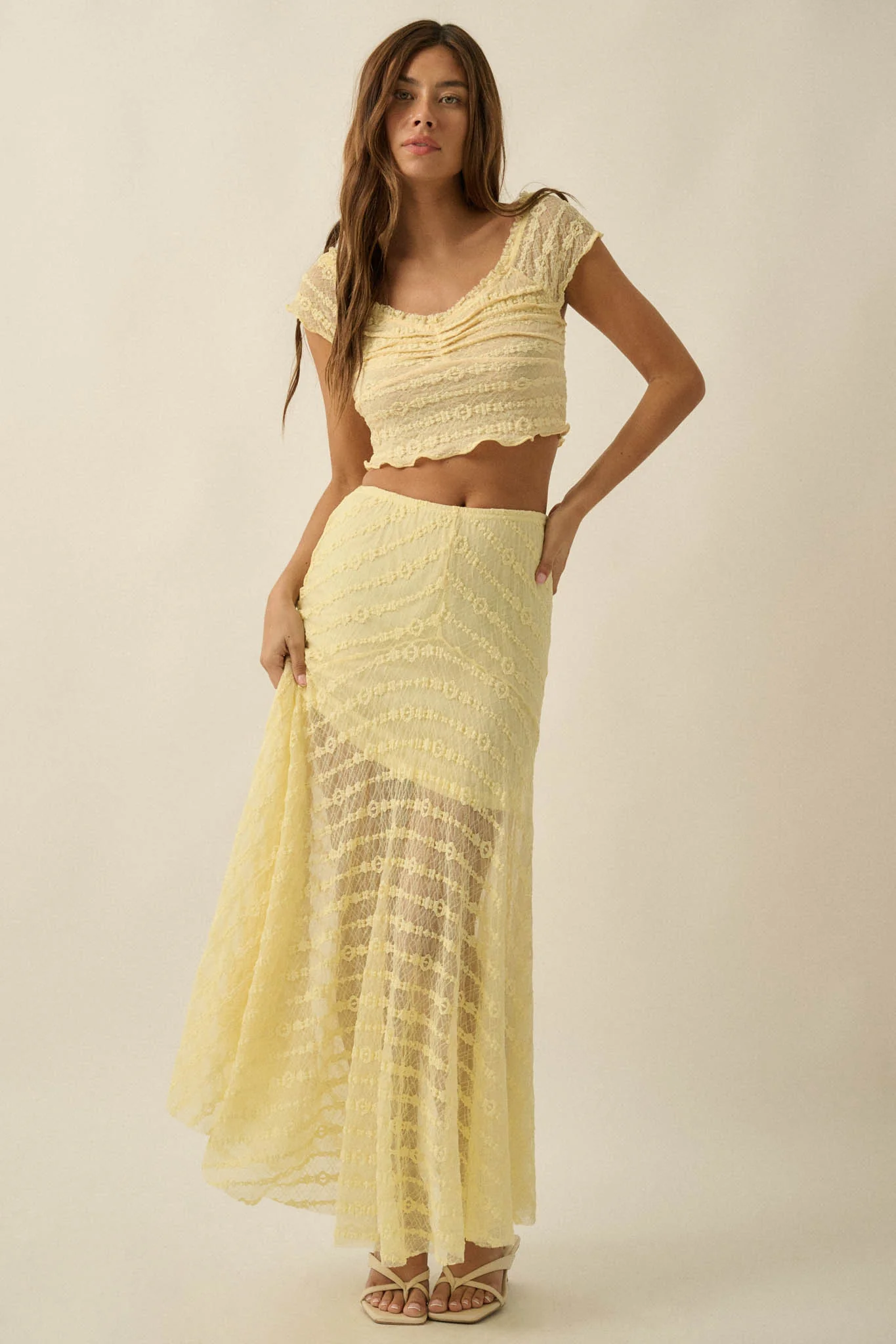 Blossoming Lace Floral Lace Drop-Waist Maxi Skirt - Image 4