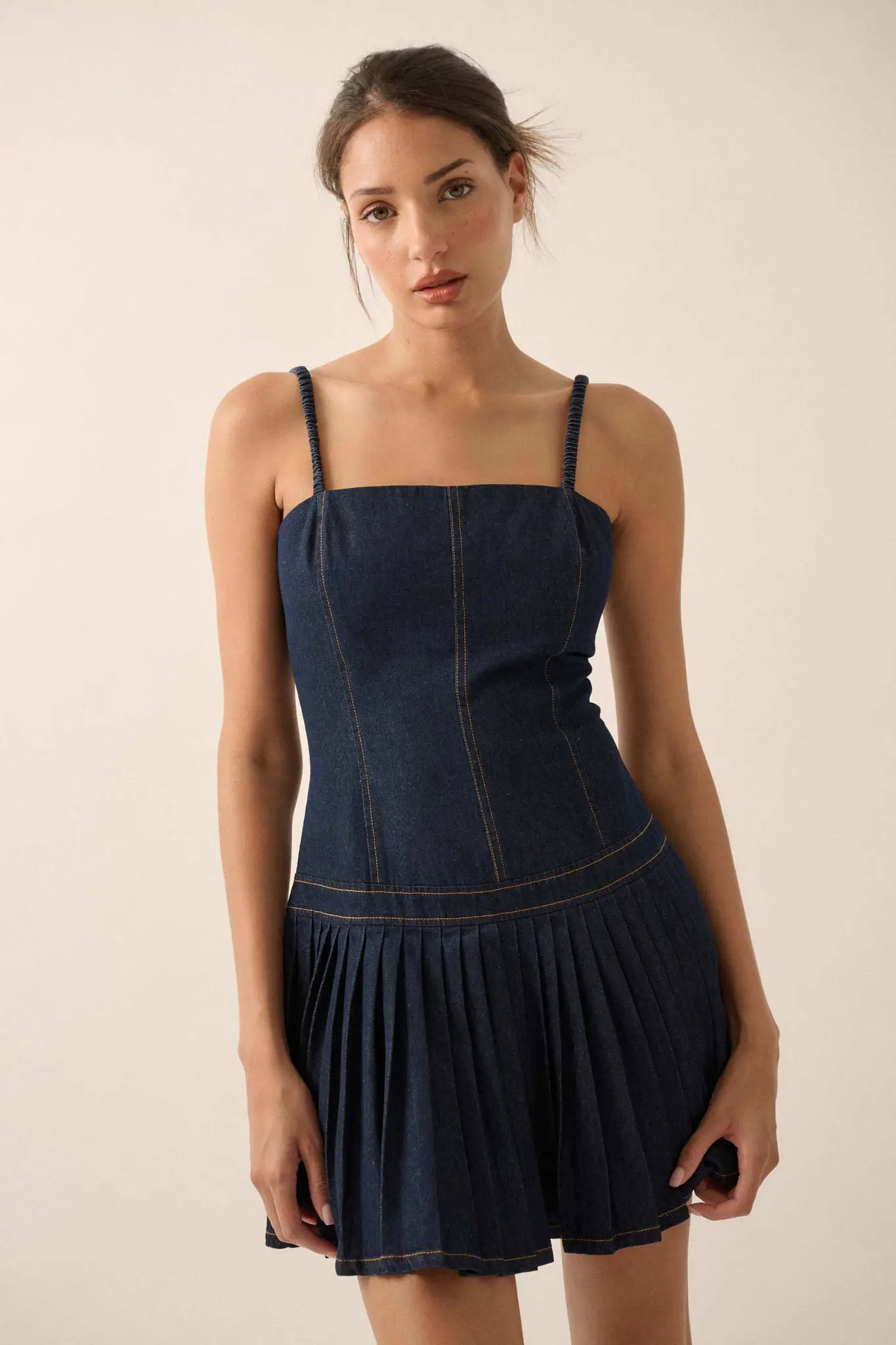 Blue Me Away Denim Drop-Waist Cami Mini Dress - Image 13