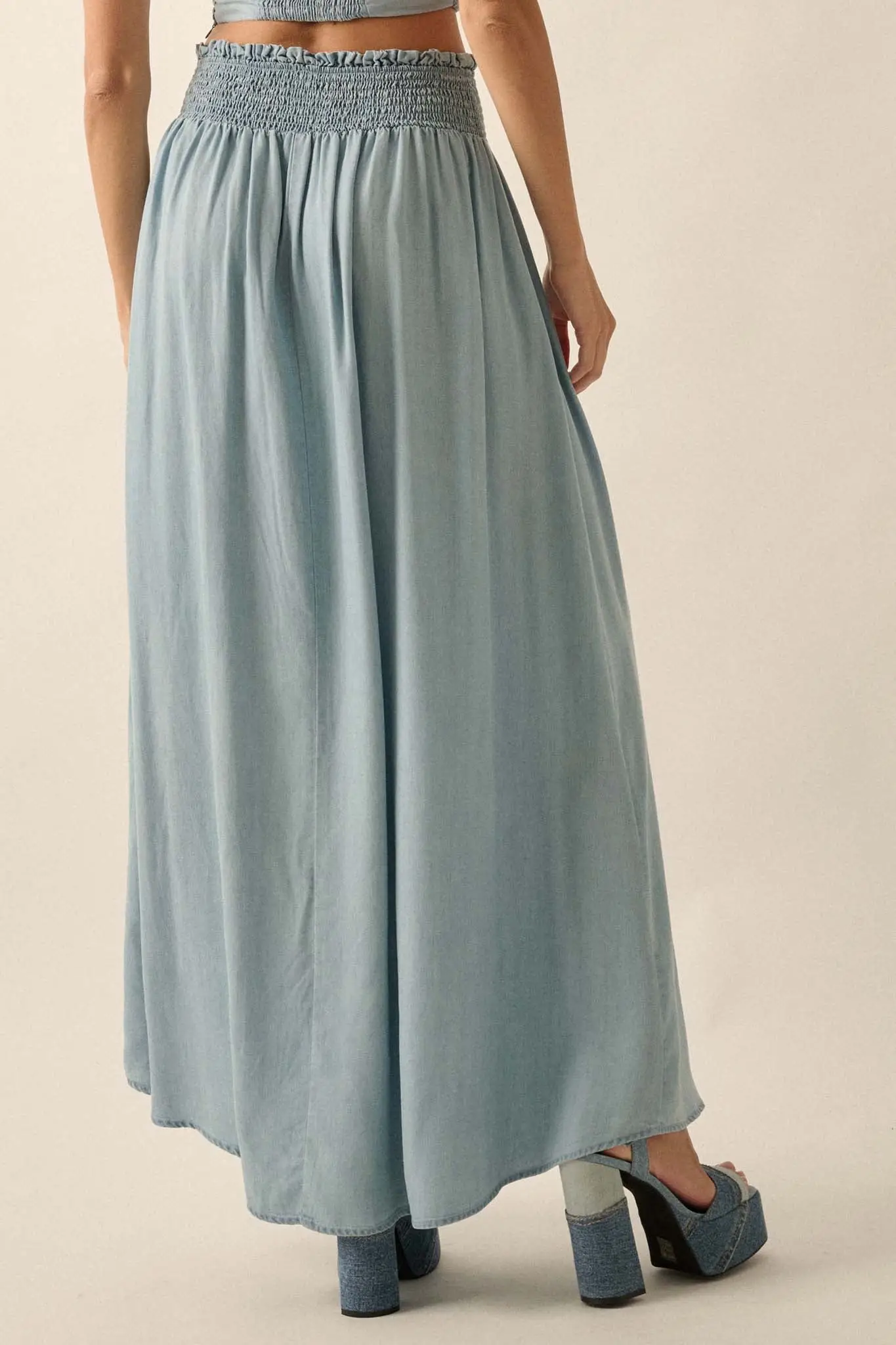 Blue Yonder Denim Button-Front Maxi Skirt - Image 9