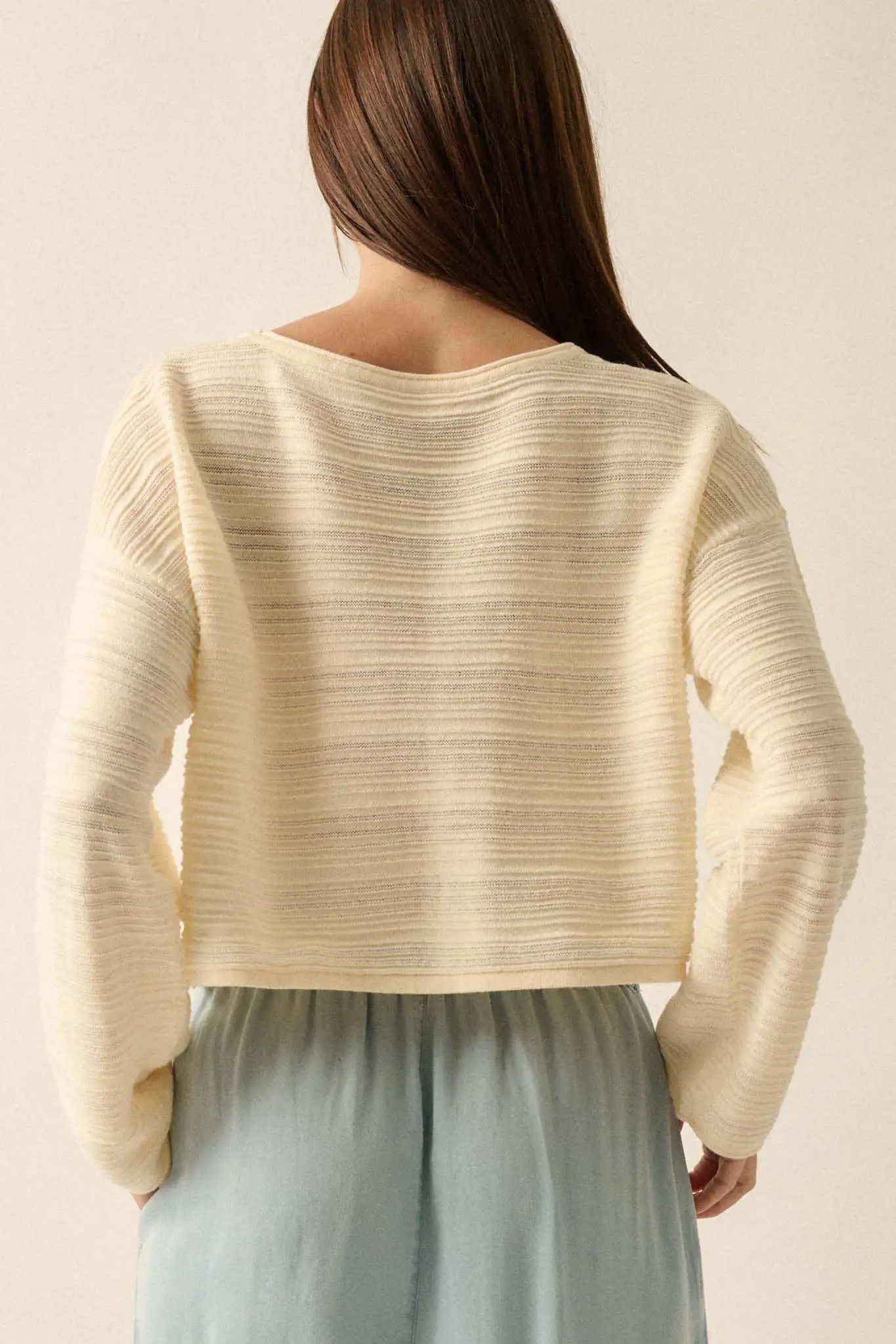 Blurred Lines Horizontal Rib-Knit Cropped Sweater - Image 12