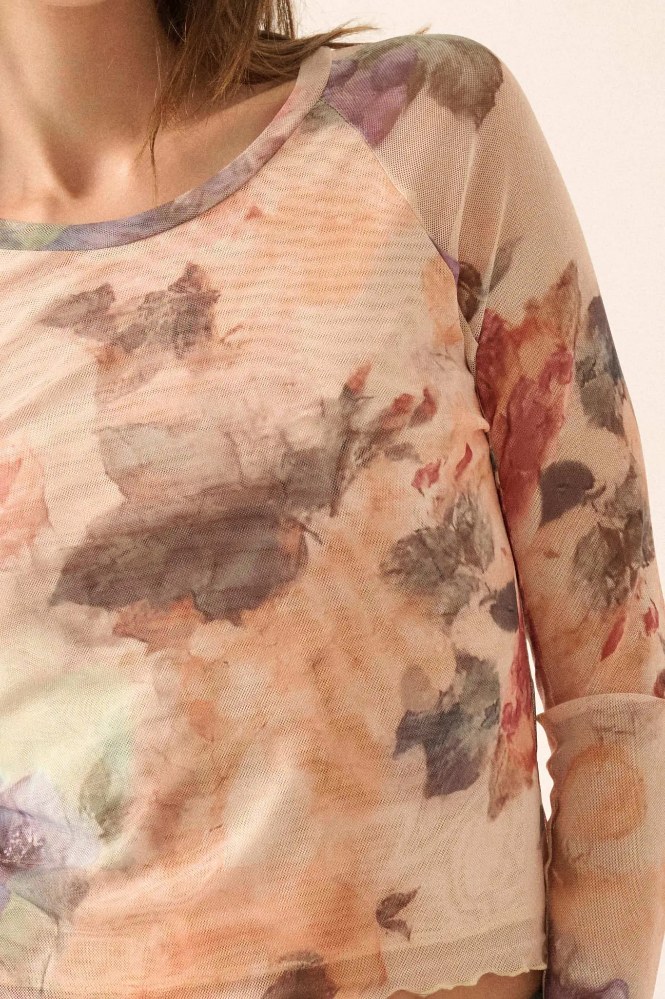 Blush Crush Floral-Print Mesh Thumbhole Top - Image 4