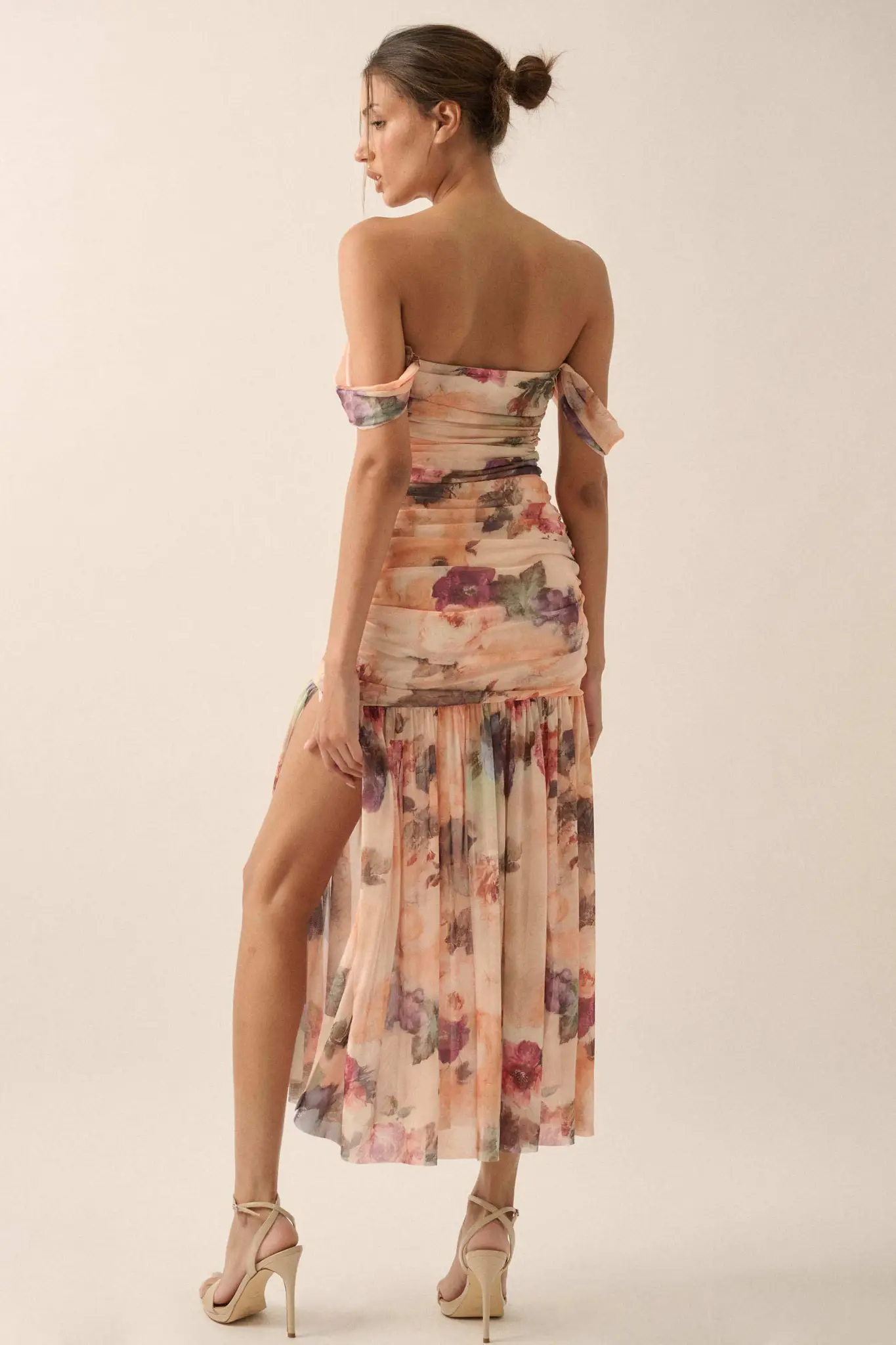 Blushing Blooms Floral Mesh Off-Shoulder Maxi Dress - Image 2