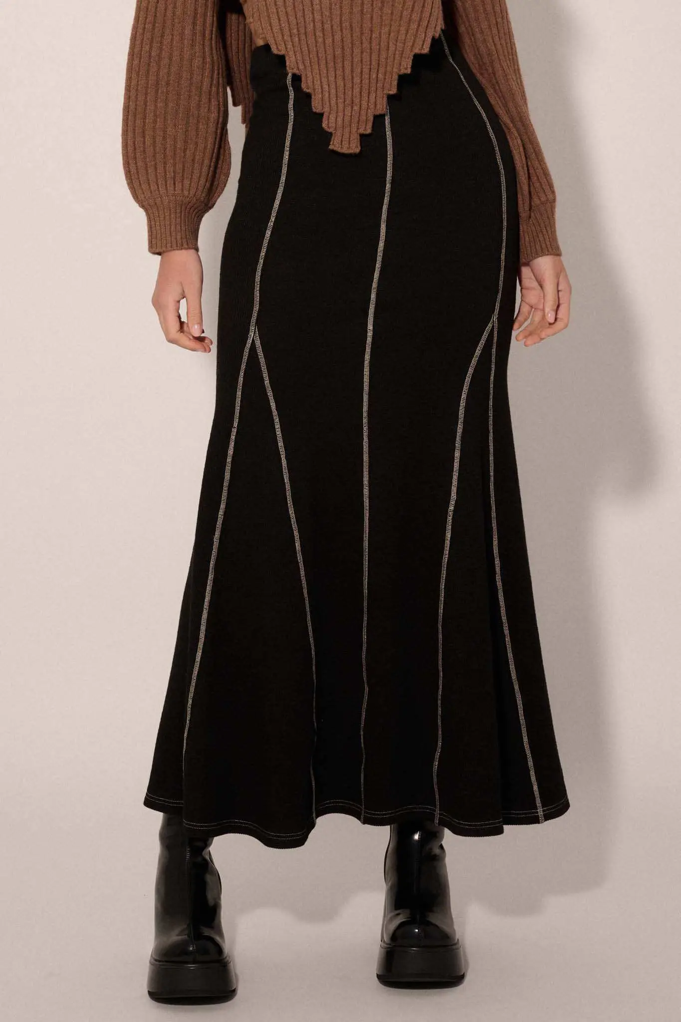 Body of Work Exposed-Seam Rib-Knit Mermaid Skirt - Image 3
