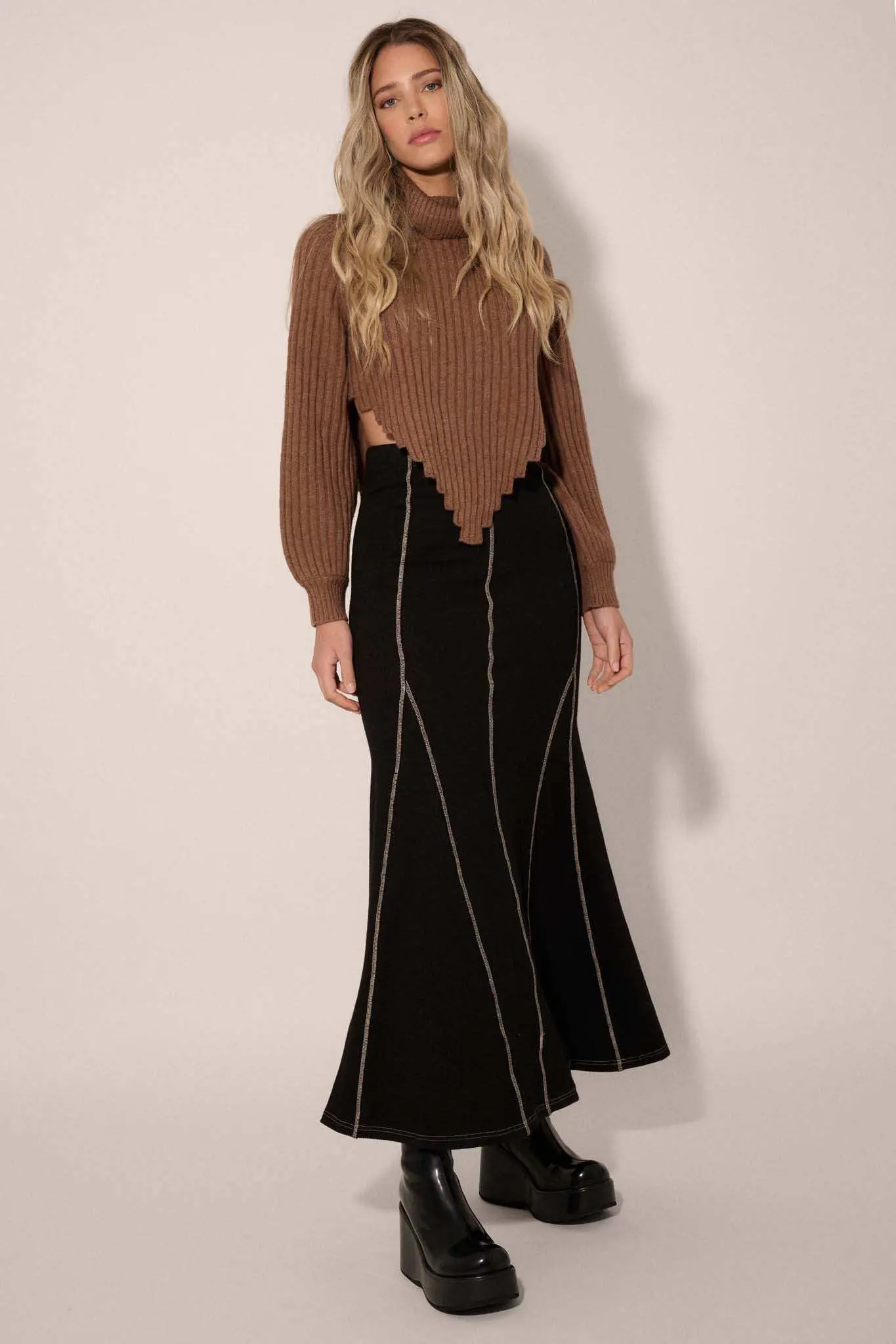 Body of Work Exposed-Seam Rib-Knit Mermaid Skirt - Image 4