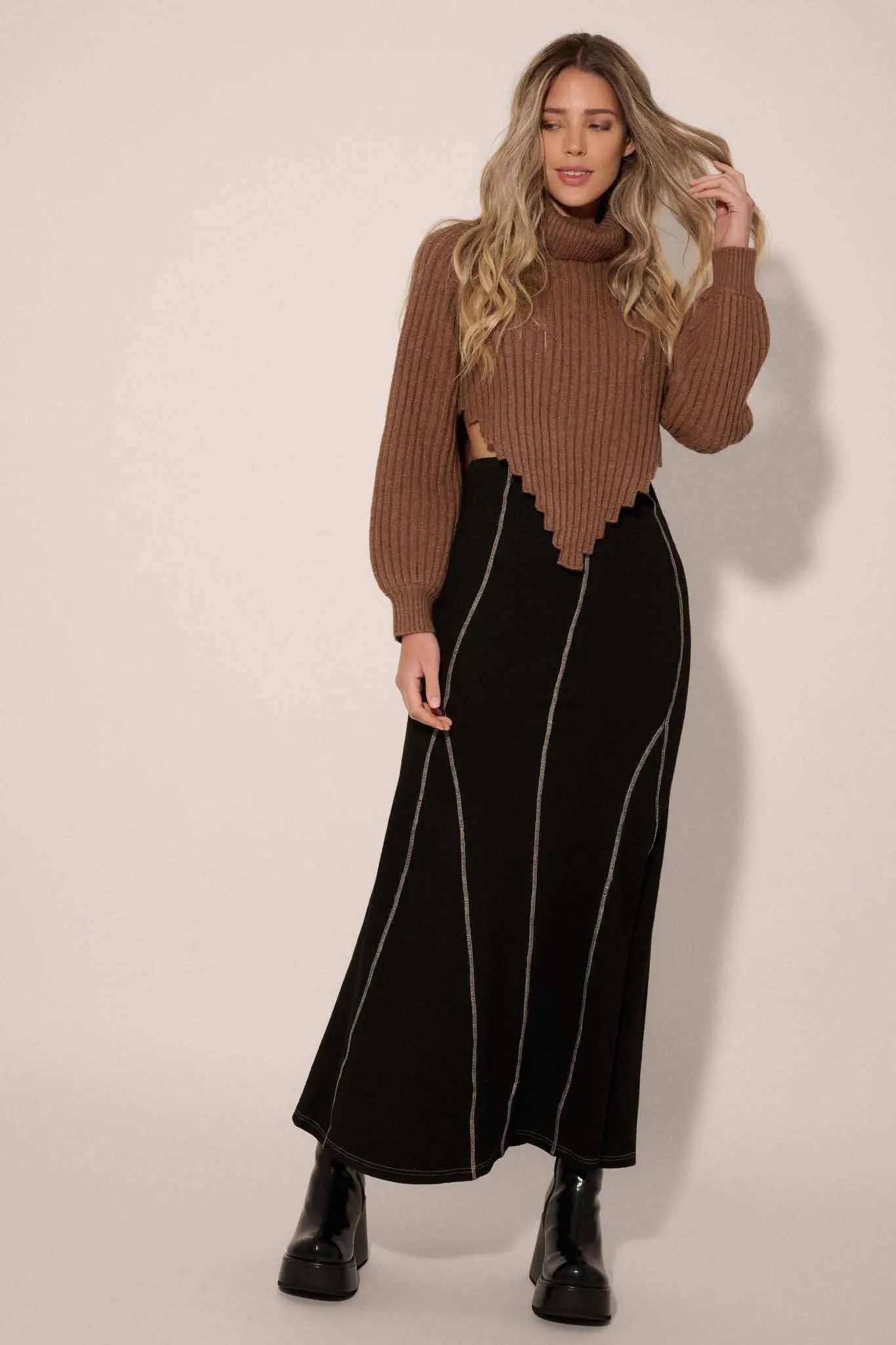 Body of Work Exposed-Seam Rib-Knit Mermaid Skirt - Image 6