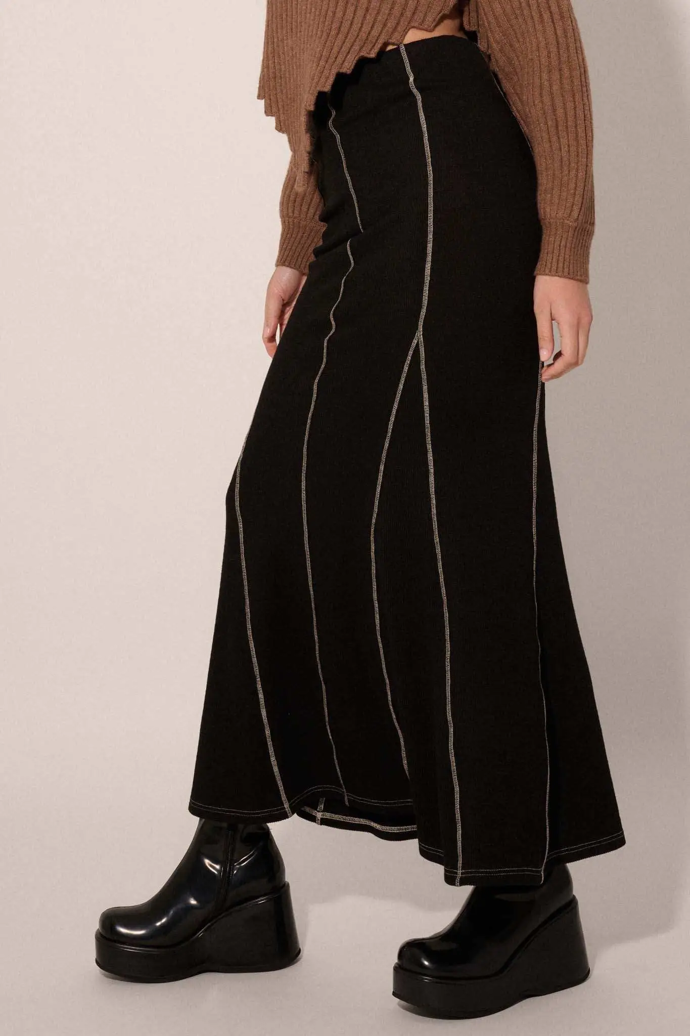 Body of Work Exposed-Seam Rib-Knit Mermaid Skirt - Image 7